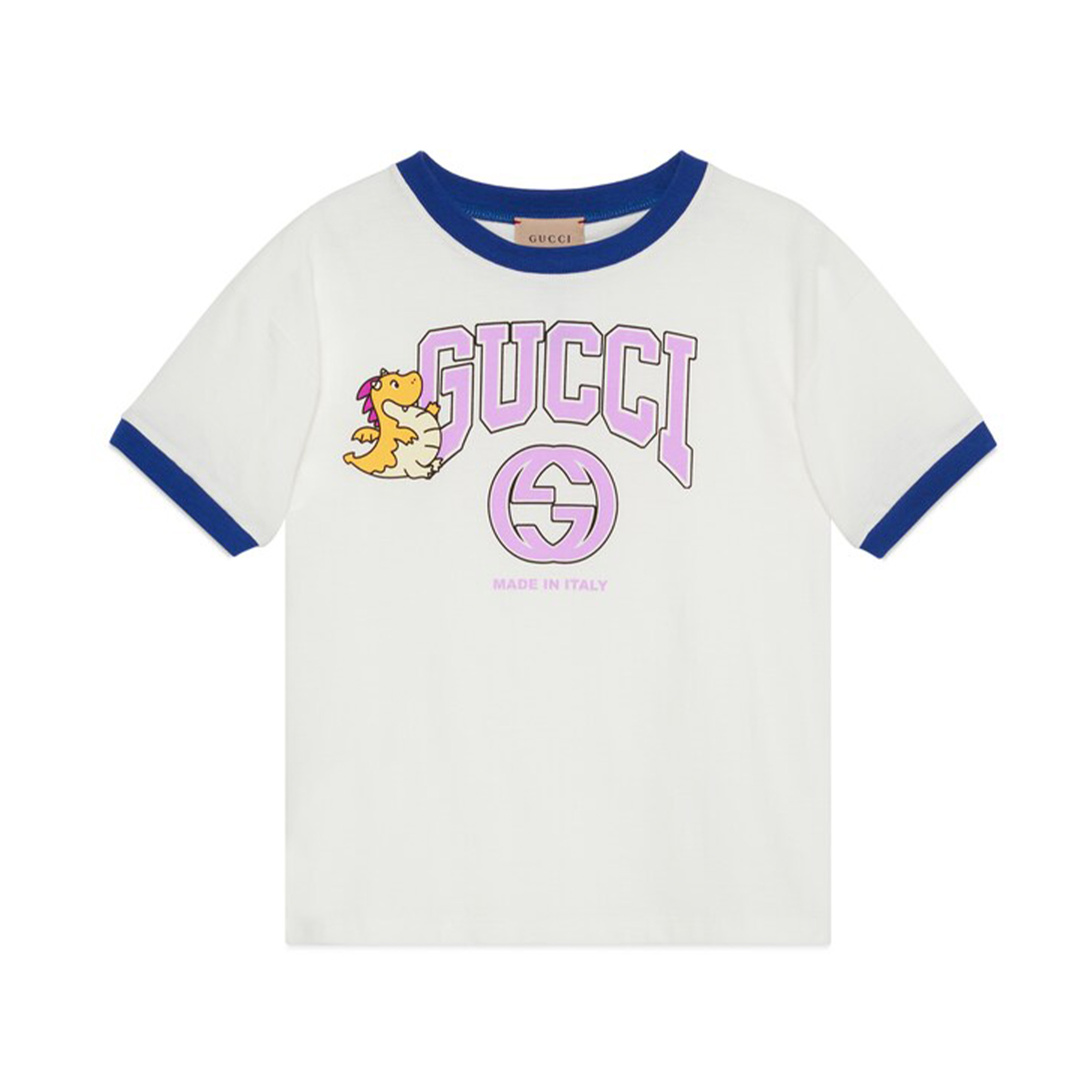 NIGO Gucci Kid's Chinese New Year Collection Logo Print Cotton Summer Short Sleeve Fitted White T-Shirt #nigo31255