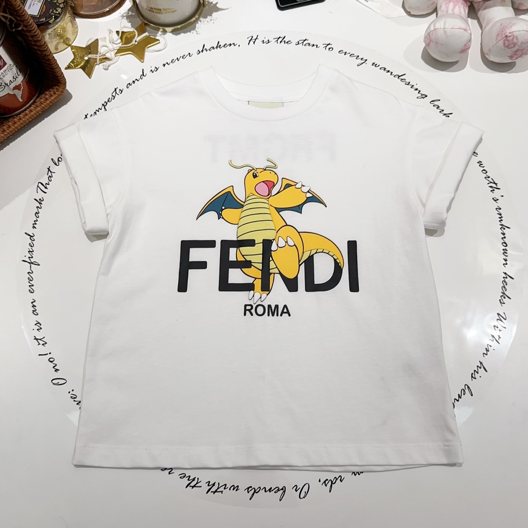 NIGO Fendi Kid's 2024 Chinese New Year Limited Series Summer Short Sleeve Logo Printed Fitted T-Shirt #nigo31247