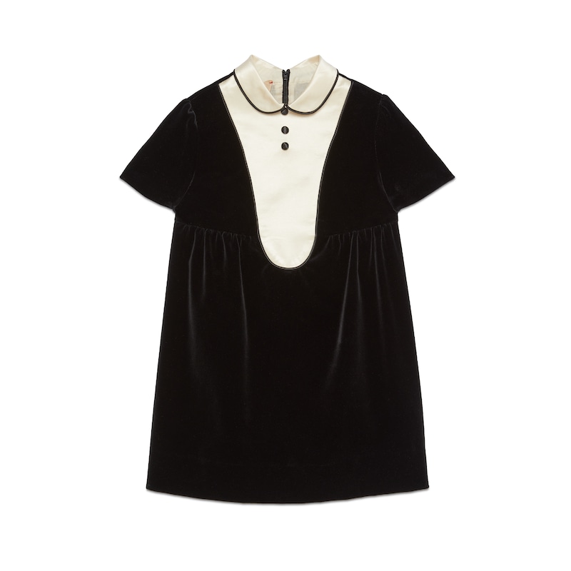 NIGO Gucci Kid's Black Summer Round Neck Button Velvet Short Sleeve Pullover Casual Dresses #nigo31253