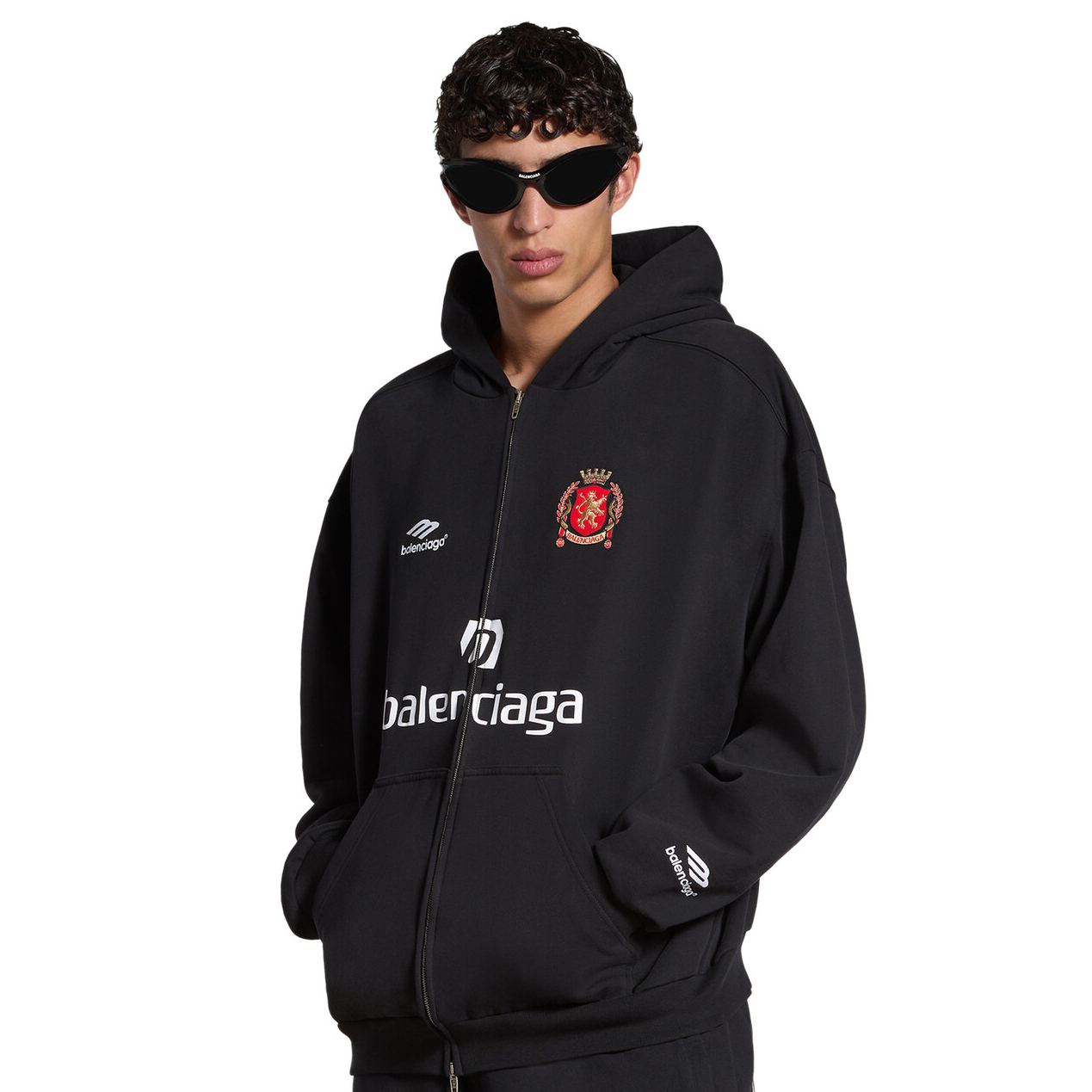 NIGO Balenciaga Men's Fall/Winter Paris Soccer Zip-Up Hoodie Medium Fit Solid Color Hooded Jacket #nigo97993