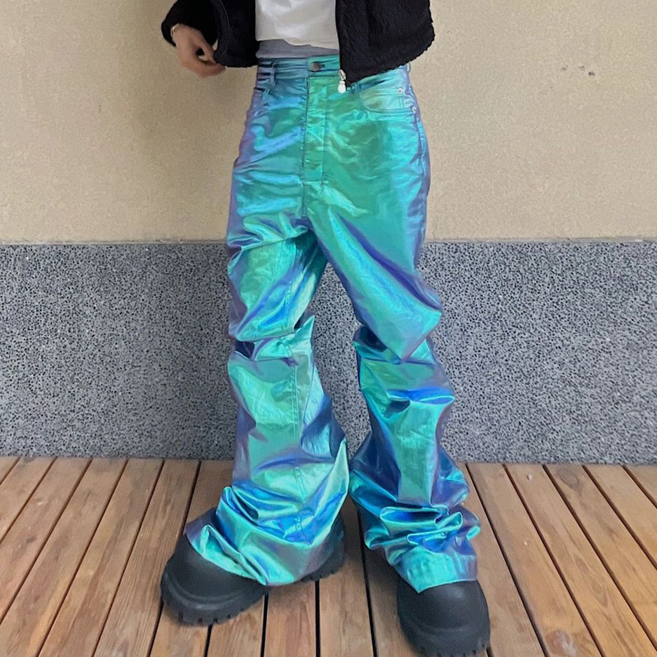 NIGO Rick Owens Men's And Women's Four Seasons Fashion High Street Laser Drag Pants Do Old Retro Trend Pants Ngvp #nigo7683