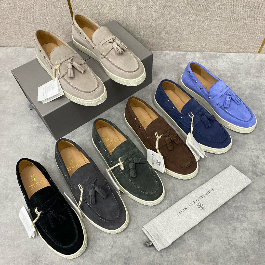 NIGO Brunello Cucinelli Men's Spring/Summer Suede Upper Cowhide Lining Tasseled Loafers Shoes #nigo98117
