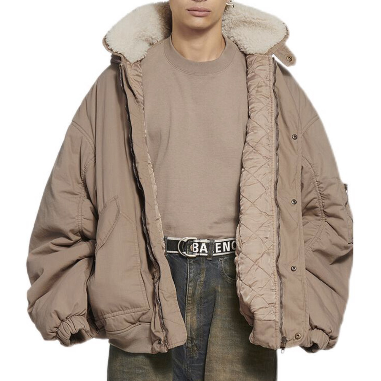 NIGO Balenciaga Men's Brown Fall/Winter Single Breasted Aviator Hooded Cotton Jacket #nigo98116