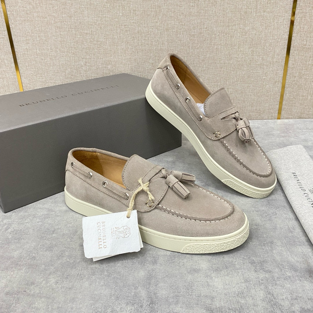 NIGO Brunello Cucinelli Men's Spring/Summer Suede Upper Cowhide Lining Tasseled Loafers Shoes #nigo98117