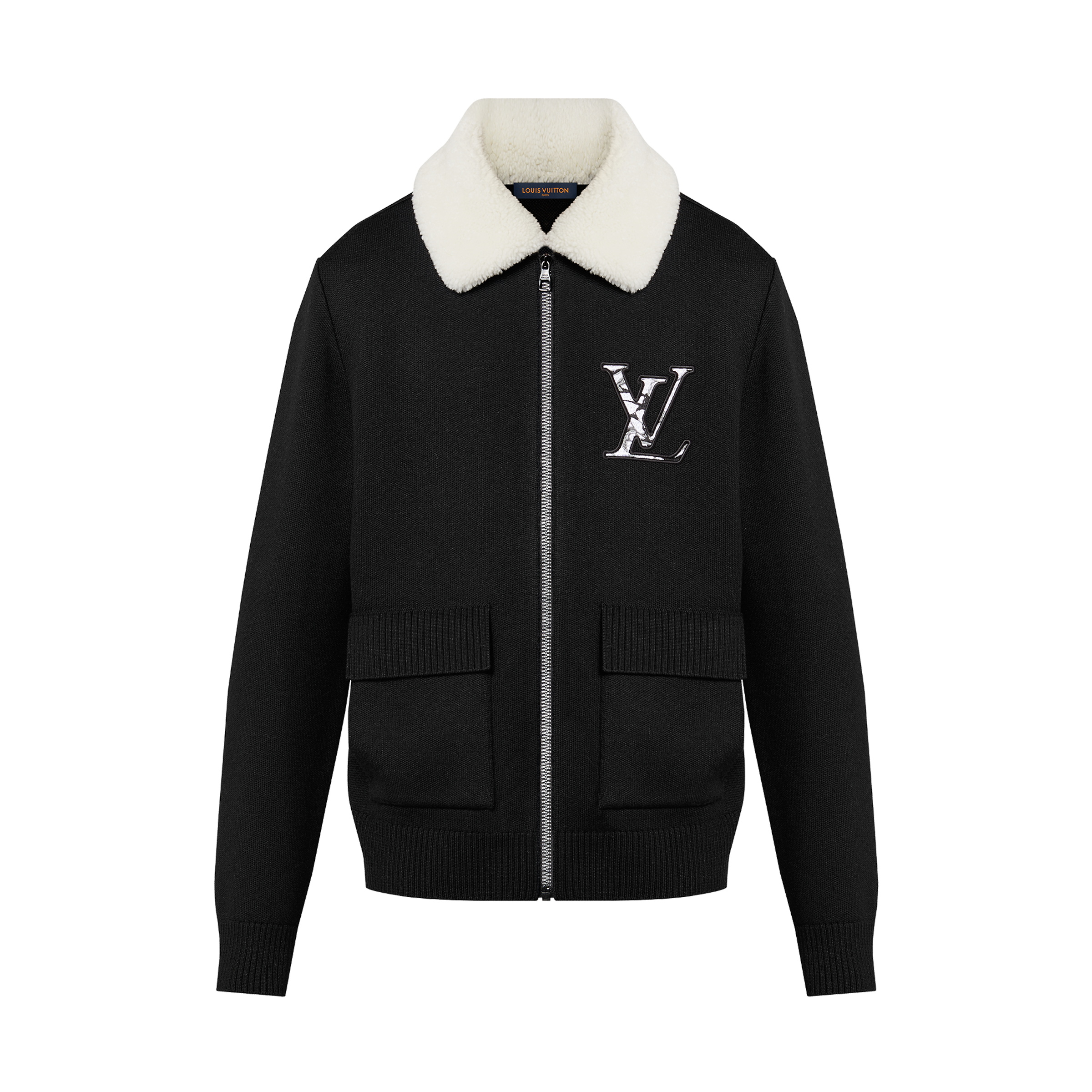 NIGO Louis Vuitton Men's Fall/Winter Wool Blouson With Shearling Collar Black Logo Pattern Jacquard Lapel Sheep Zipper Jacket #nigo98114
