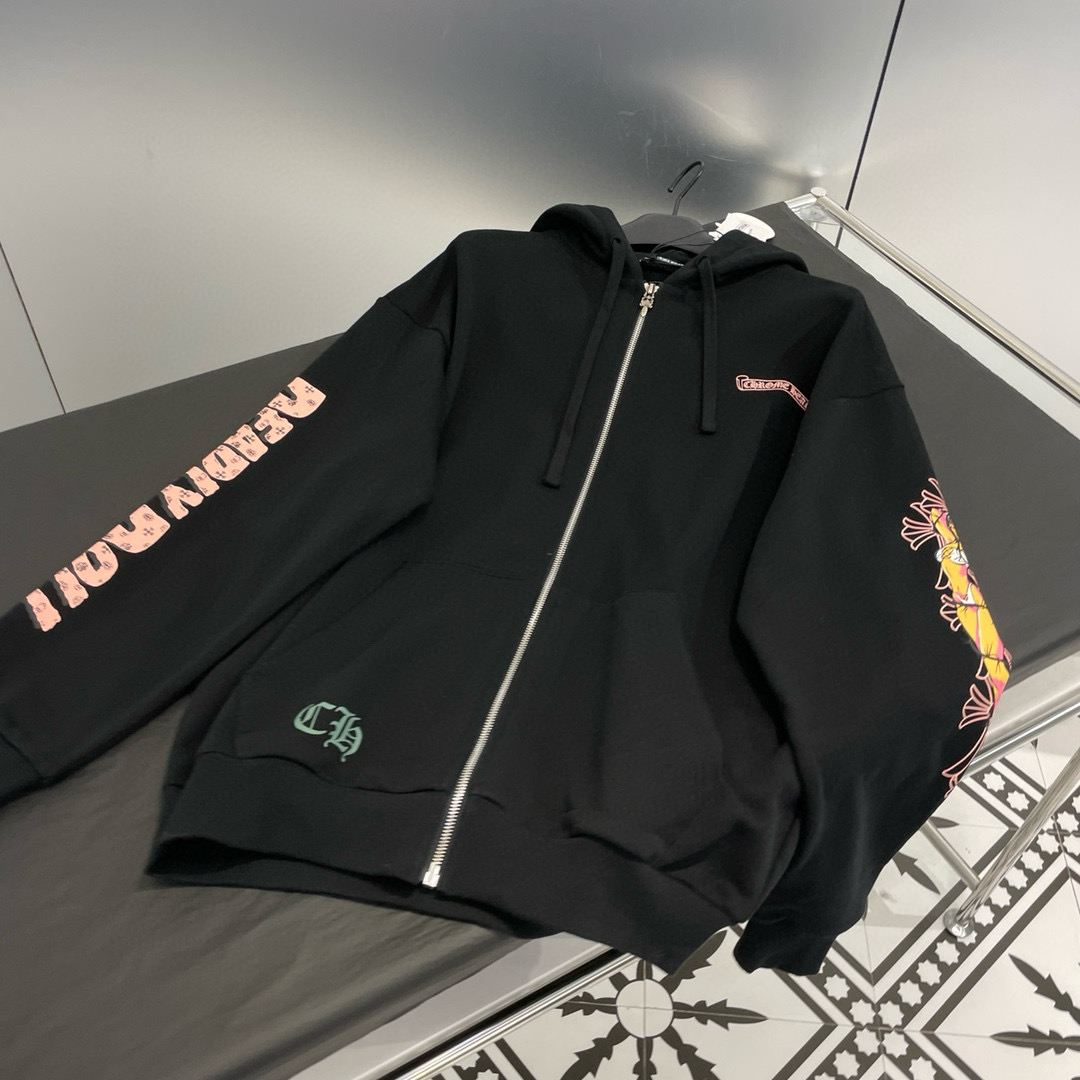 NIGO Chrome Hearts Men's And Women's Fall/Winter Fan Cross Graffiti Print Black Hooded Zipper Jacket Knit Vest Stretch Sweatpants Pants Set Suit #nigo98138