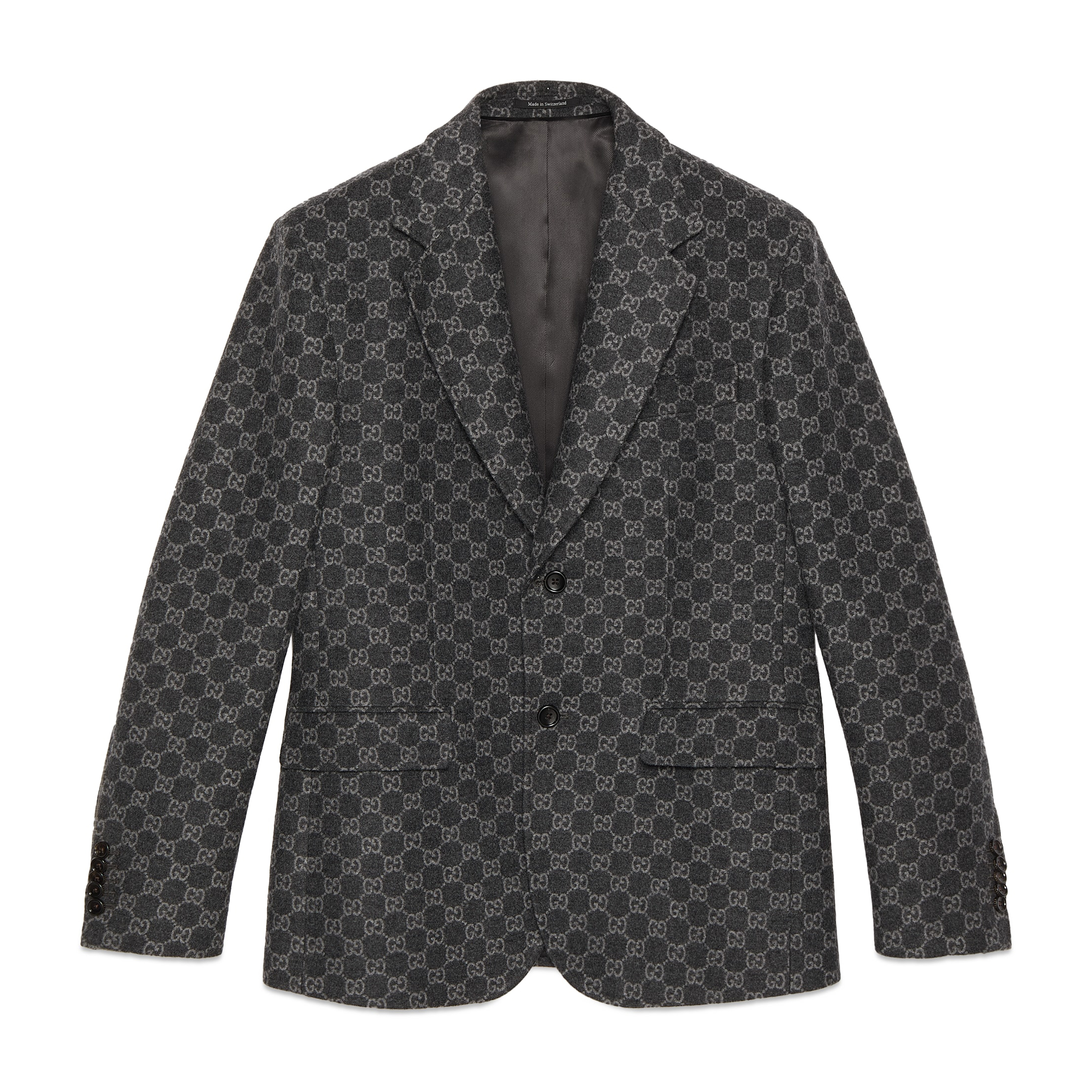 NIGO Gucci GG Flannel Men's Dark Gray Spring and Autumn Logo Full Printed Pattern Lapel Single Breasted Long Sleeve Jacket #nigo98143