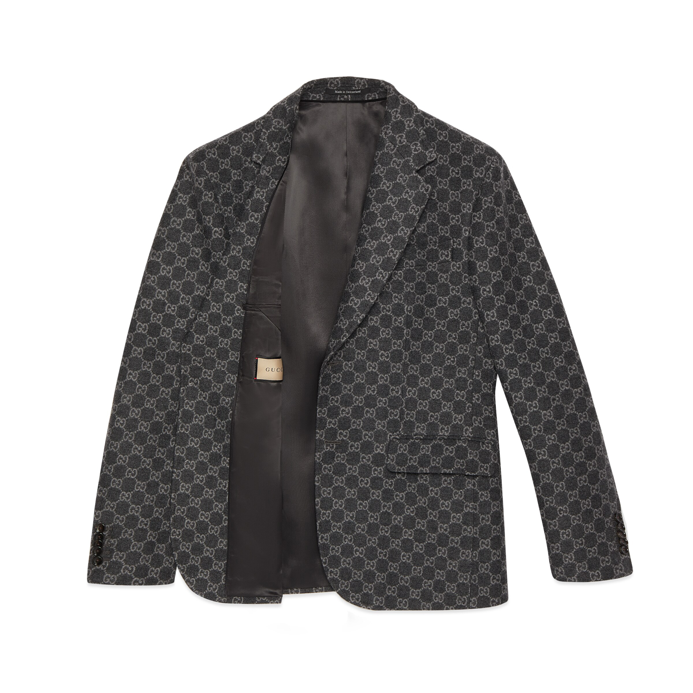 NIGO Gucci GG Flannel Men's Dark Gray Spring and Autumn Logo Full Printed Pattern Lapel Single Breasted Long Sleeve Jacket #nigo98143