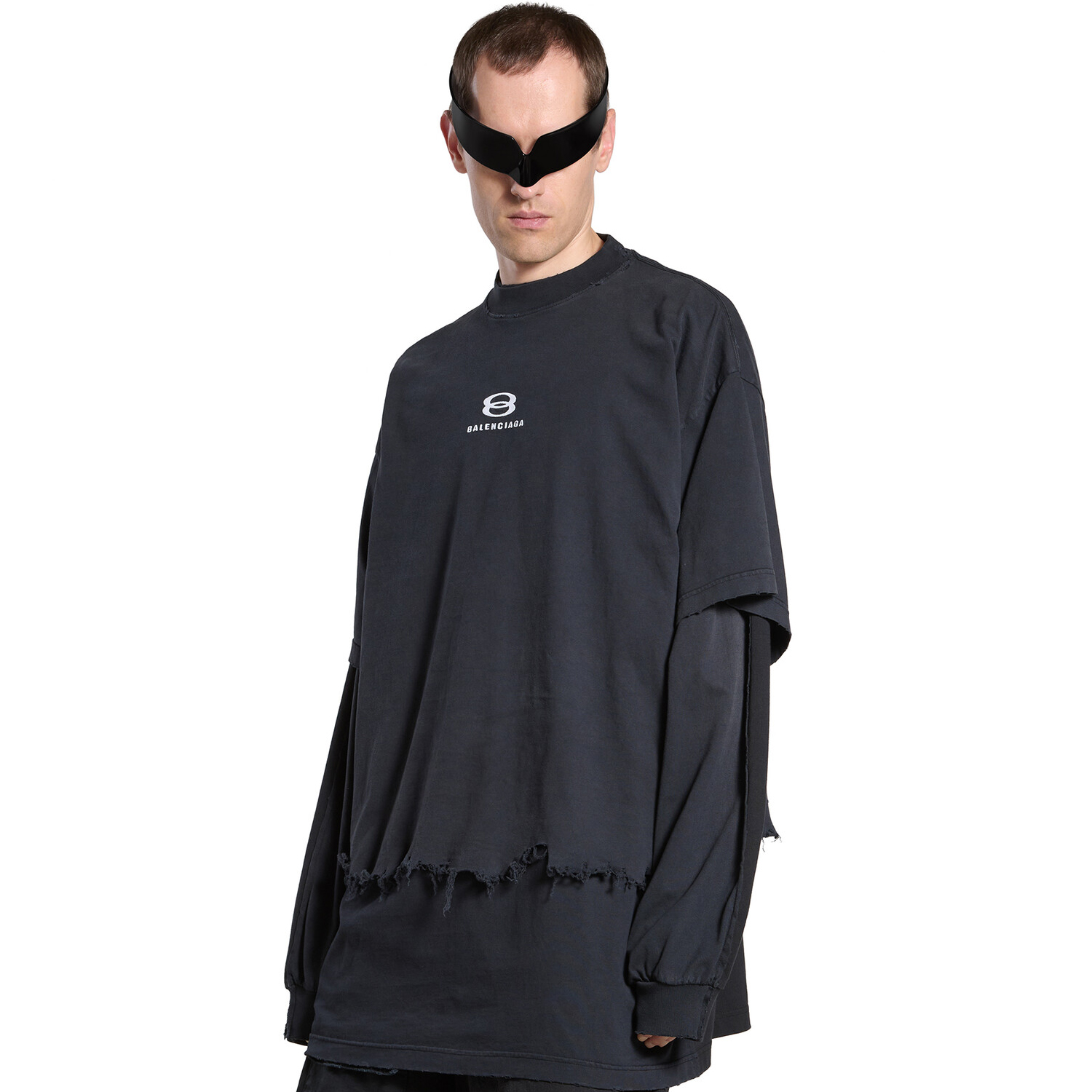 NIGO Balenciaga Men's and Women's Summer Embroidered Logo Printed Torn Hem Short Sleeve Unity Sports Icon Cropped T-Shirt Large #nigo98146