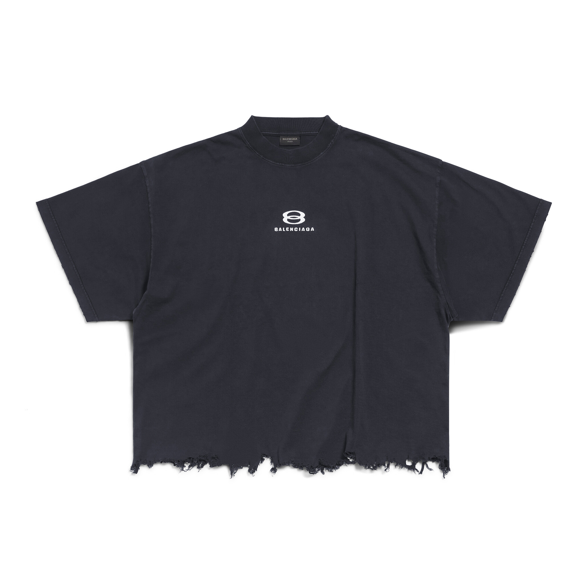 NIGO Balenciaga Men's and Women's Summer Embroidered Logo Printed Torn Hem Short Sleeve Unity Sports Icon Cropped T-Shirt Large #nigo98146