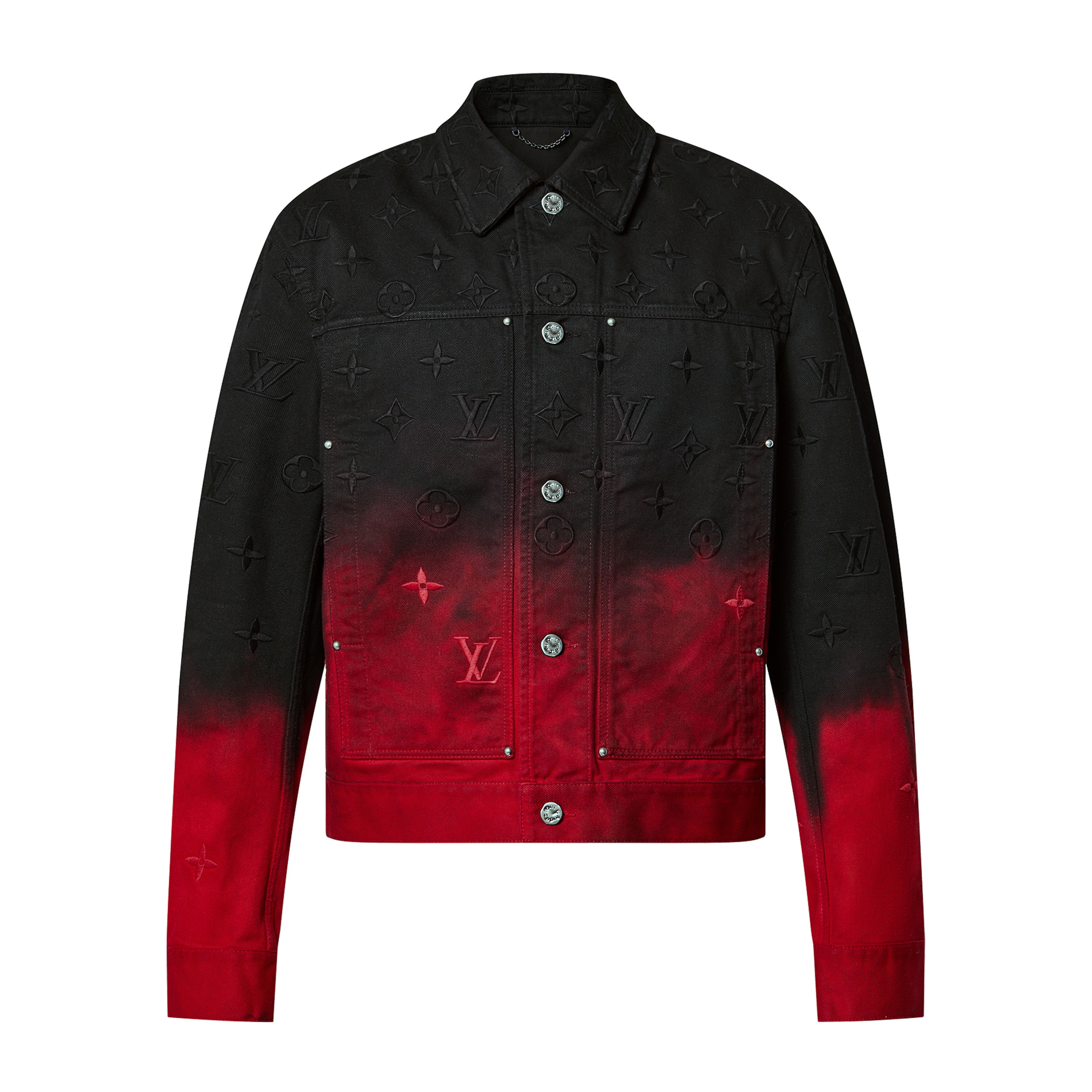 NIGO Louis Vuitton Men's Fall And Winter Models Black And Red Gradient Long Sleeved Denim Single Breasted Jacket #nigo98144