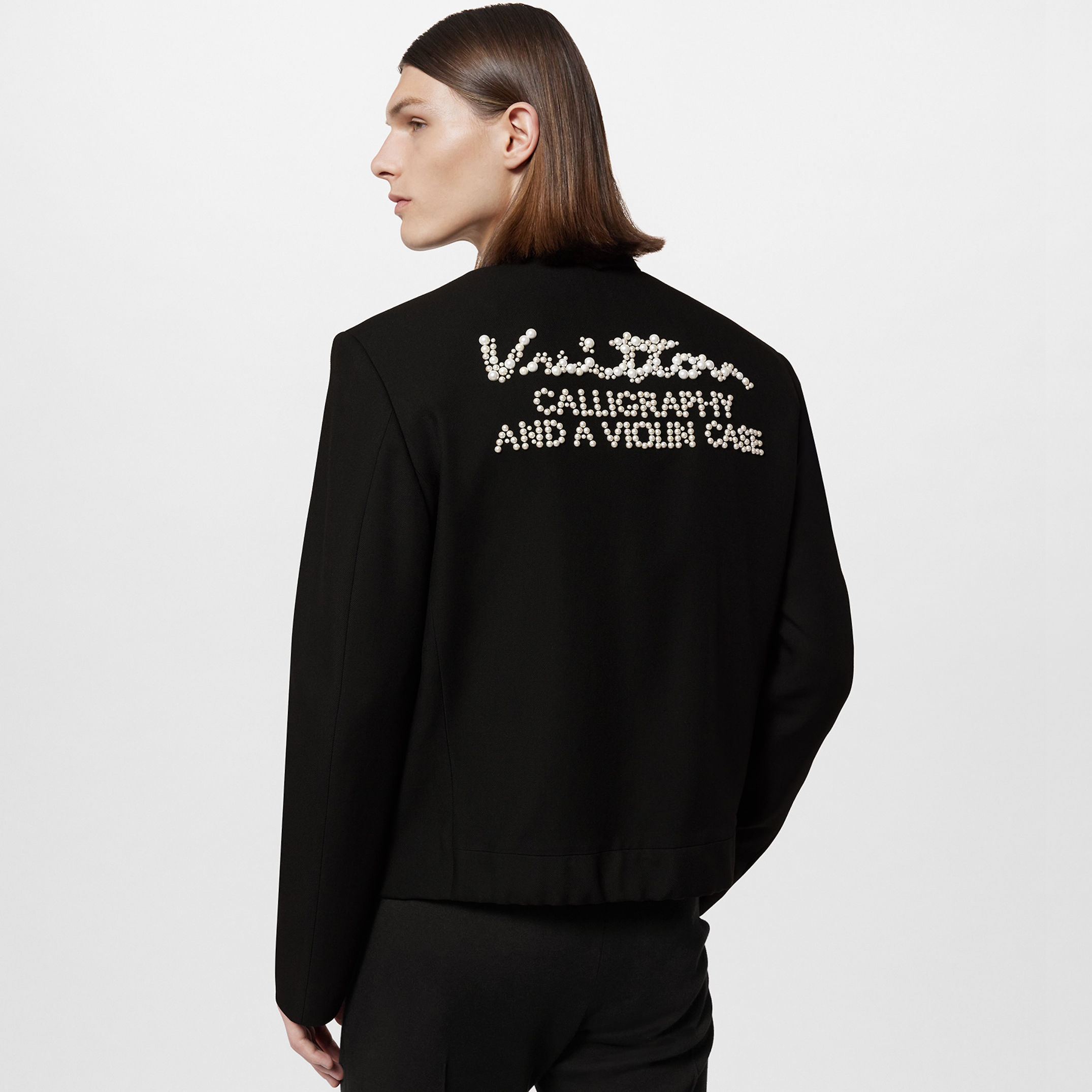 NIGO Louis Vuitton Men's Spring/Autumn Black Logo Letter Beaded Wool Long Sleeve Jacket #nigo98171