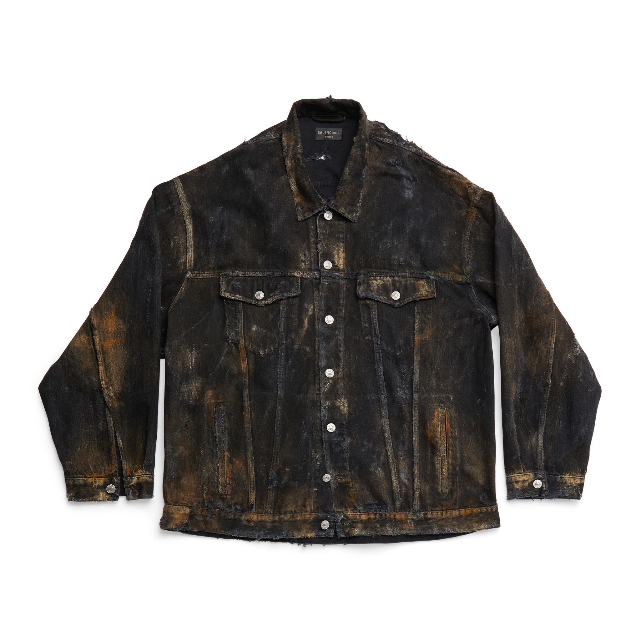 NIGO Balenciaga Men's Spring and Autumn Black Tie-Dye Lapel Single Breasted Torn Denim Long Sleeve Jacket #nigo98162