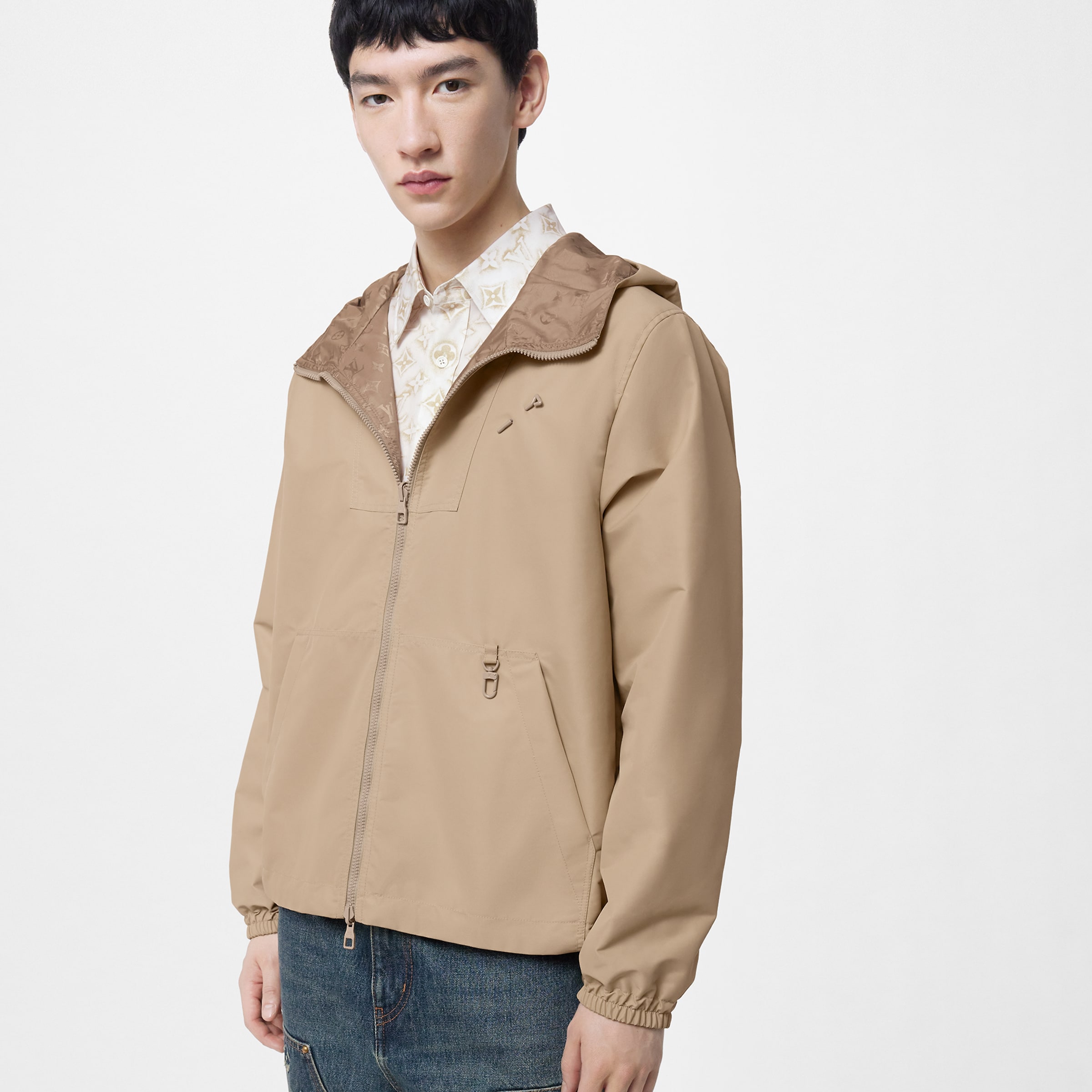 NIGO Louis Vuitton Monogram Reversible Nylon Windbreaker Men's Spring and Autumn Solid Color Logo Full Print Reversible Long Sleeve Zipper Jacket #nigo98178