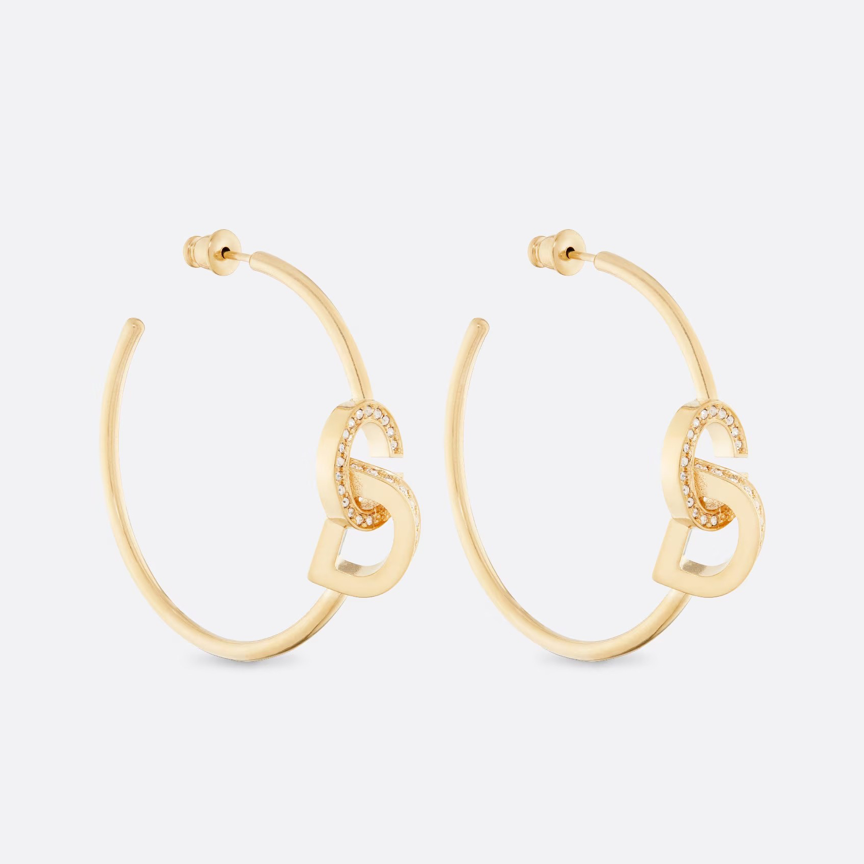 NIGO Dior Women's CD LOCK Silver Tone Faux Crystal CD Cutout Earrings Jewelry #nigo98183