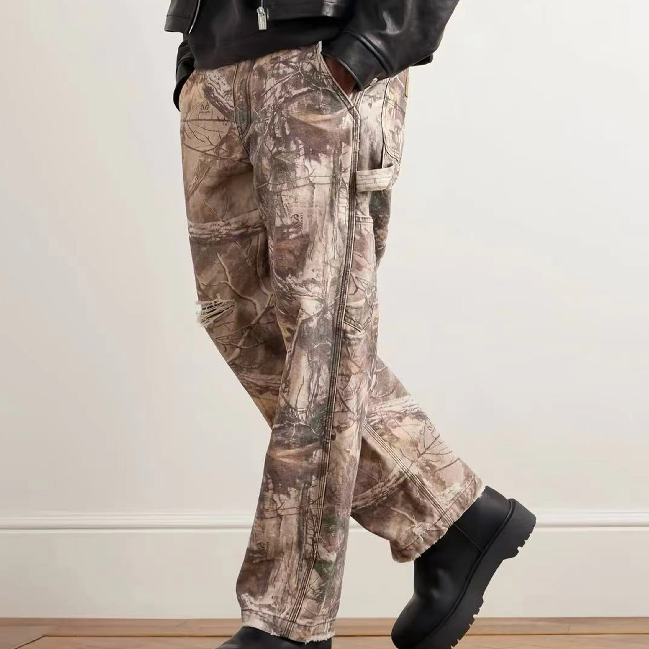 NIGO Enfants Riches Deprimes Men's Autumn And Winter Pattern Printed Zipper Slim Low Waisted Camouflage Aged Casual Work Pants Ngvp #nigo7732