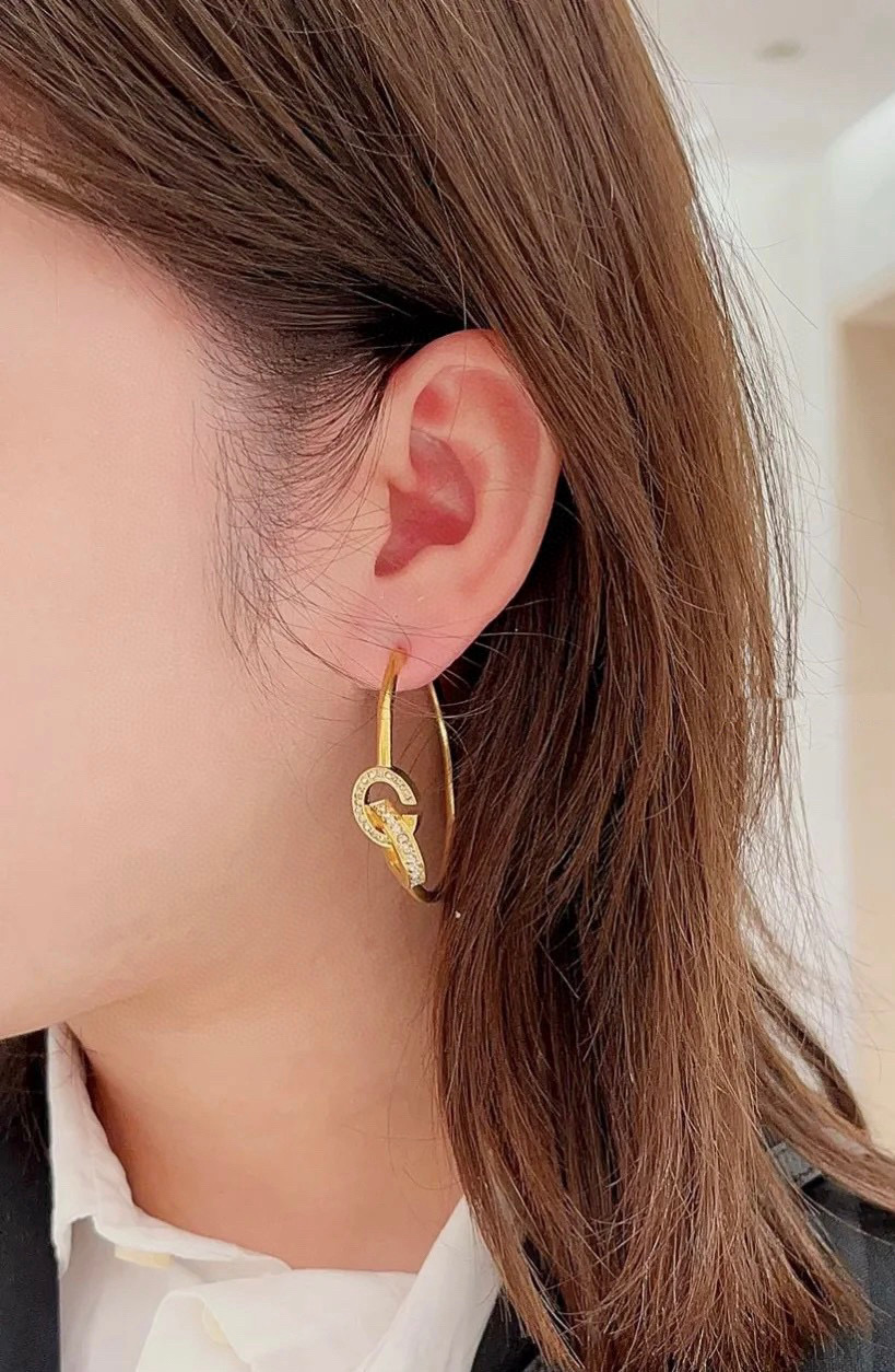 NIGO Dior Women's CD LOCK Silver Tone Faux Crystal CD Cutout Earrings Jewelry #nigo98183