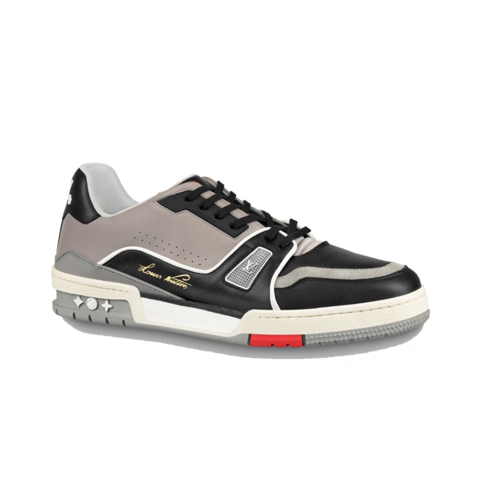 NIGO Louis Vuitton Trainer Men's and Women's Black and White Colorblocking Leather Lace Up Low Top Flat Sneakers #nigo98219