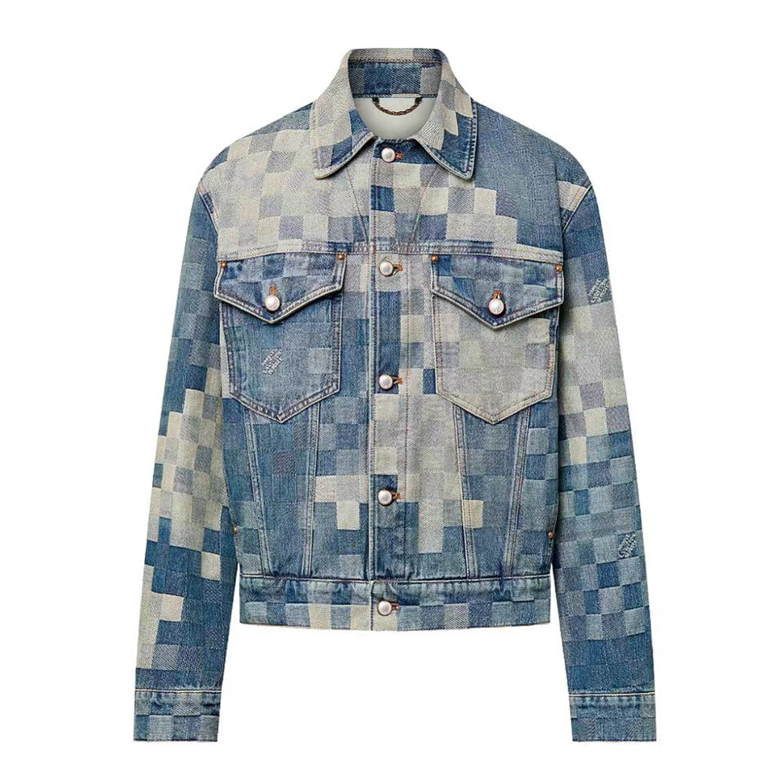 NIGO Louis Vuitton Men's Spring And Fall Blue Gradient Plaid Lapel Single-breasted Loose Long-sleeved Denim Jacket Ngvp #nigo7746