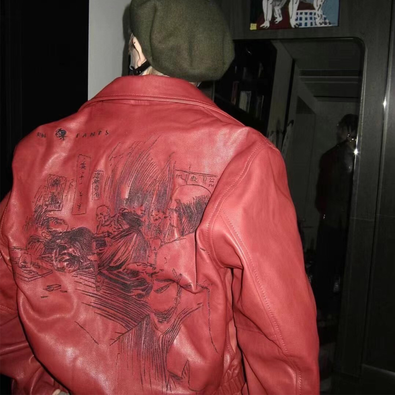 NIGO Enfants Riches Deprimes Men's Fall And Winter Black Fashion Trend High Street Goatskin Embroidery Lapel Zipper Leather Jacket Ngvp #nigo7349