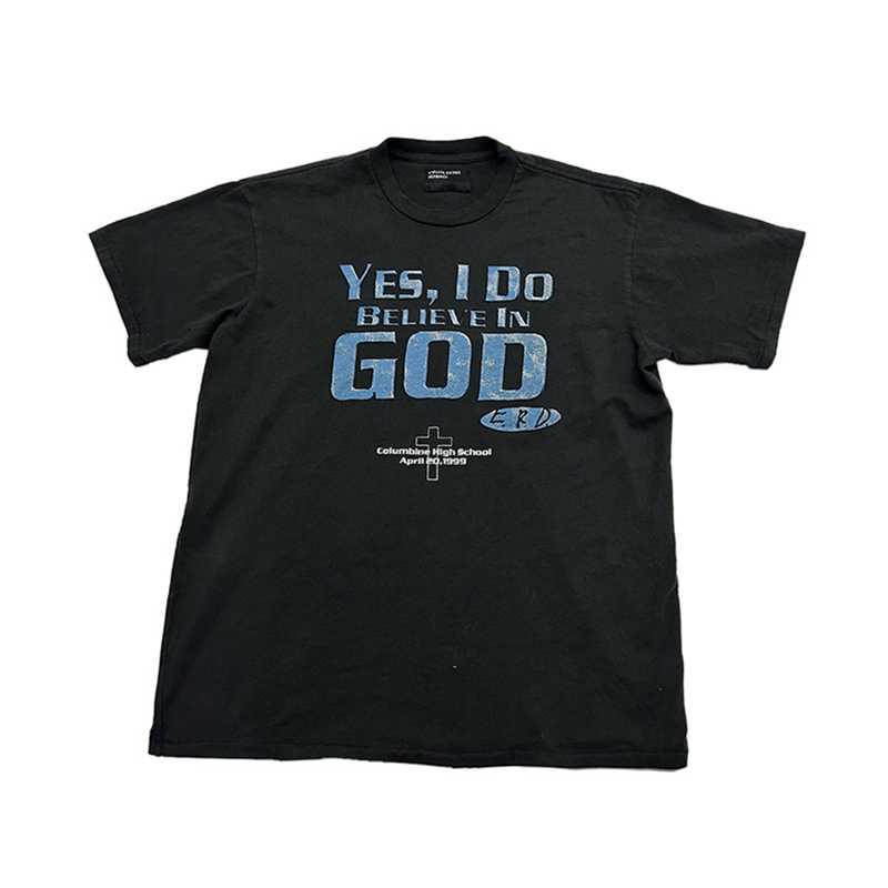 NIGO Enfants Riches Deprimes Men's Summer I BELIEVE IN GOD Printed Casual Loose Solid Color Short Sleeve T-Shirt #nigo98223