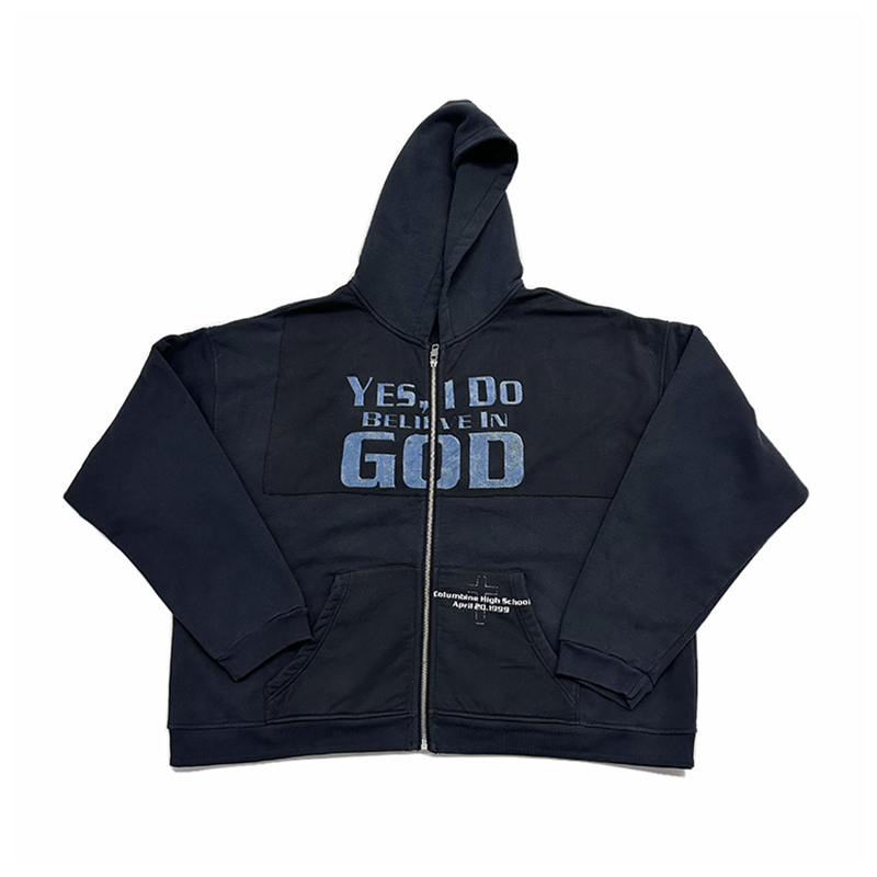 NIGO Enfants Riches Deprimes Men's Solid Color Spring And Autumn I Believe In God Printed Loose Long Sleeve Zipper Hooded Sweatshirt Ngvp #nigo7748