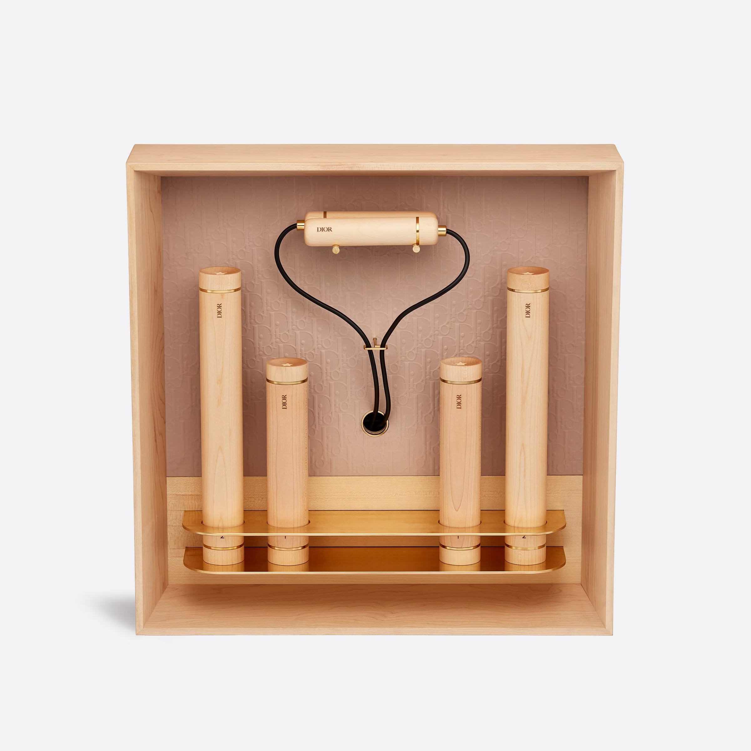 NIGO Dior FITNESS SET Powder Pink Monogrammed Embossed Leather Fitness Equipment Dumbbell Jump Rope Set Suit #nigo98197