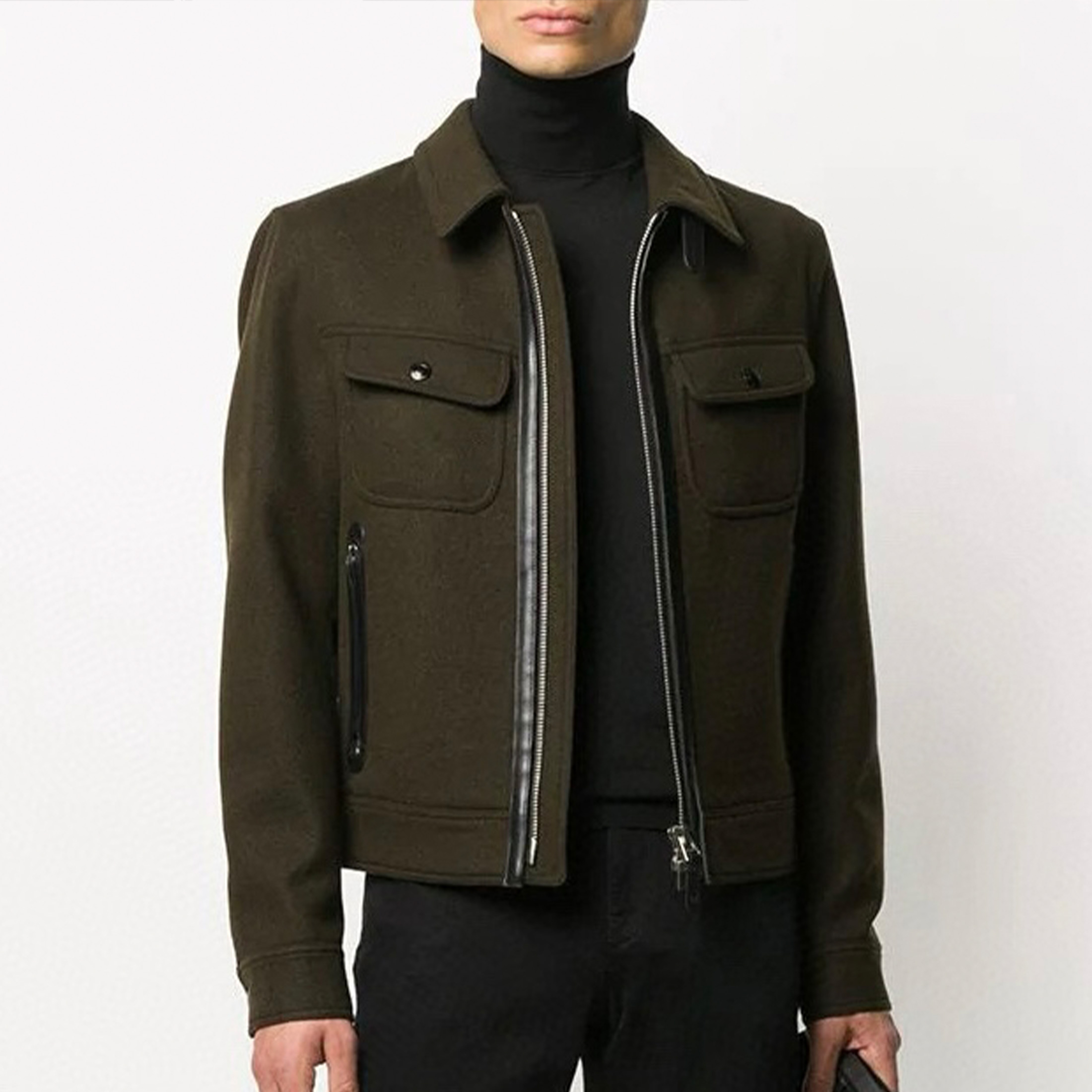 Nigo Tom Ford Men's Autumn And Winter Solid Color Zipper Lapel Long Sleeve Jacket Casual Slim Wool Coat Ngvp #nigo7744