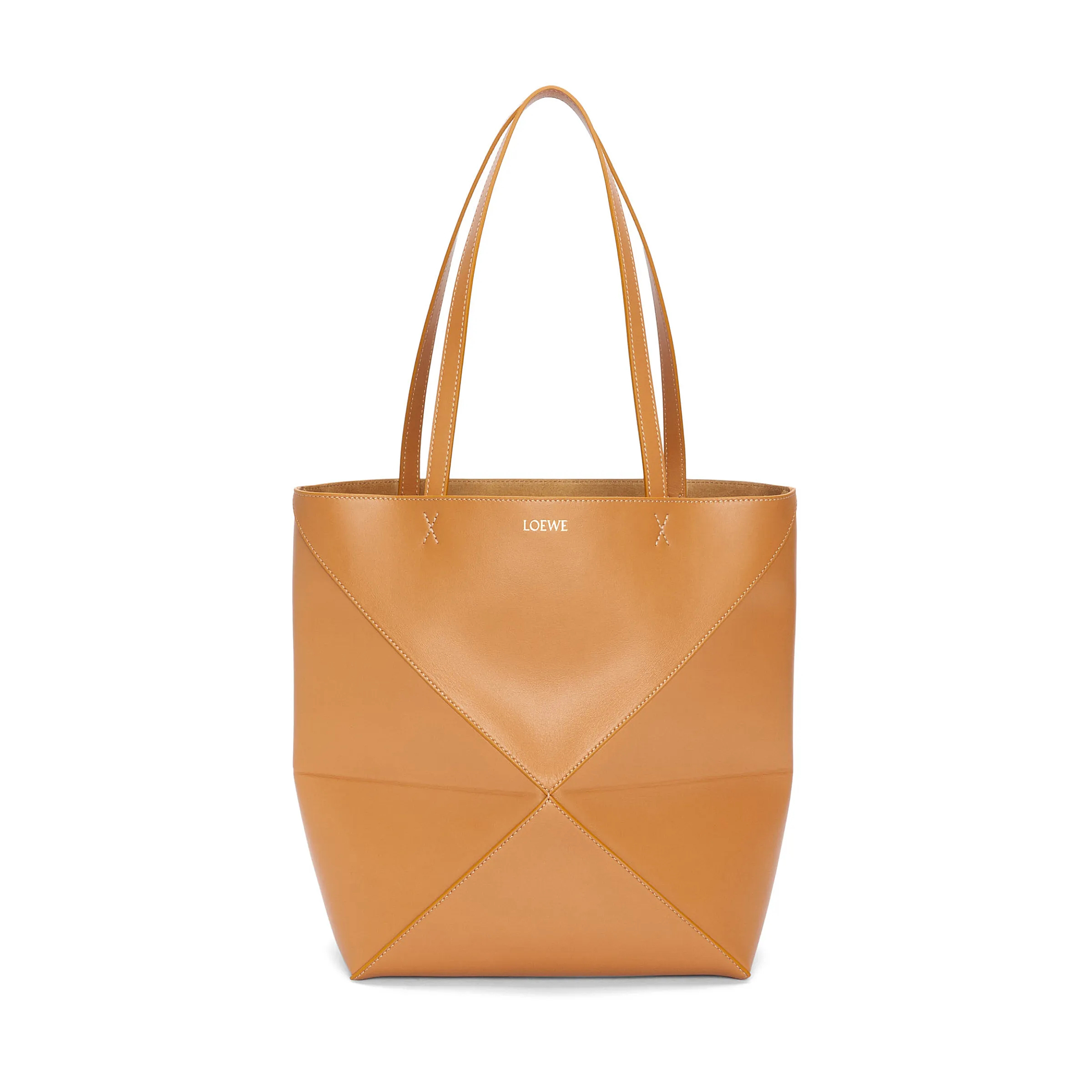 NIGO Loewe Puzzle Fold Women's Solid Embossed Logo Folding Glossy Tote In Shiny Calfskin Shopping Handbag Bag Bags #nigo98198