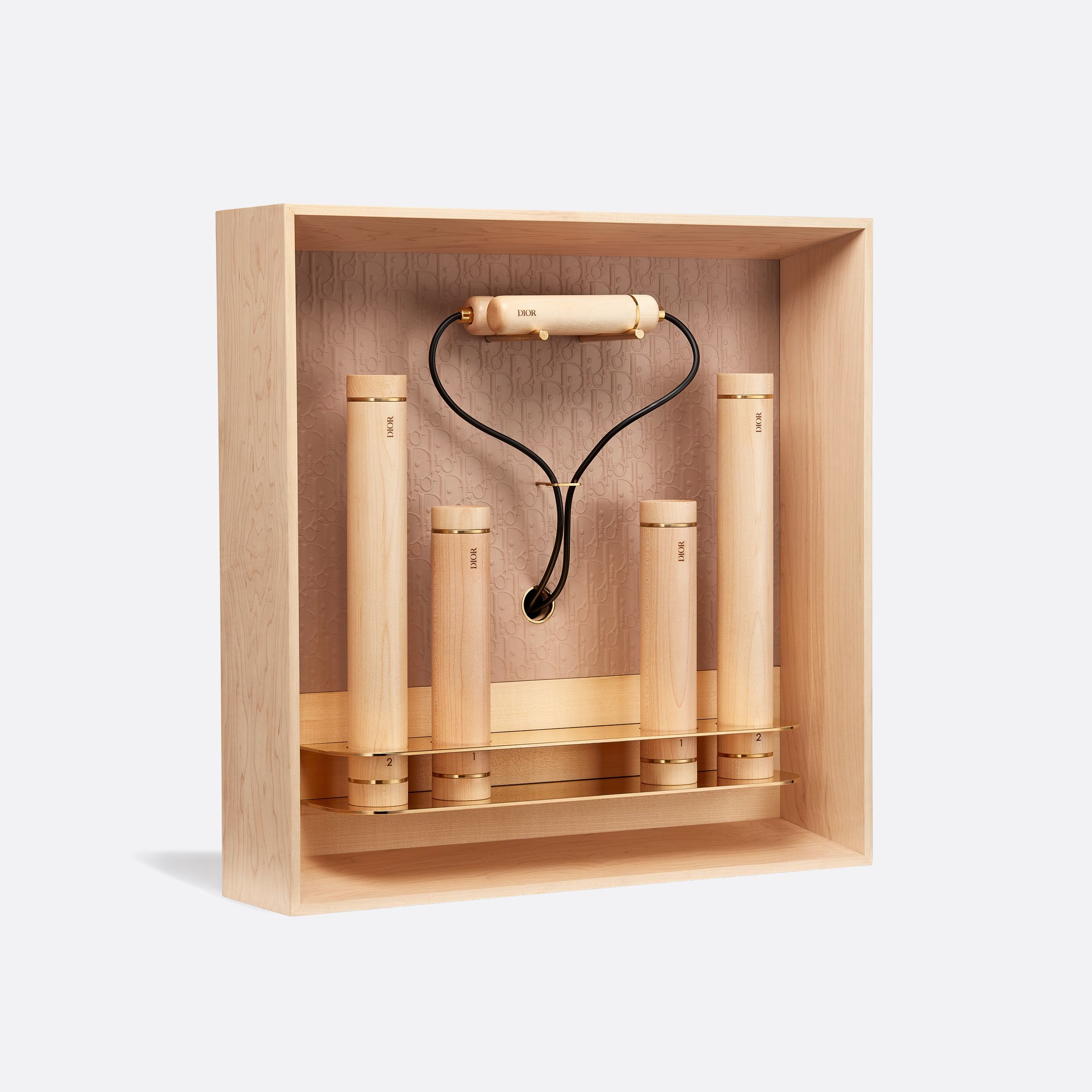 NIGO Dior FITNESS SET Powder Pink Monogrammed Embossed Leather Fitness Equipment Dumbbell Jump Rope Set Suit #nigo98197