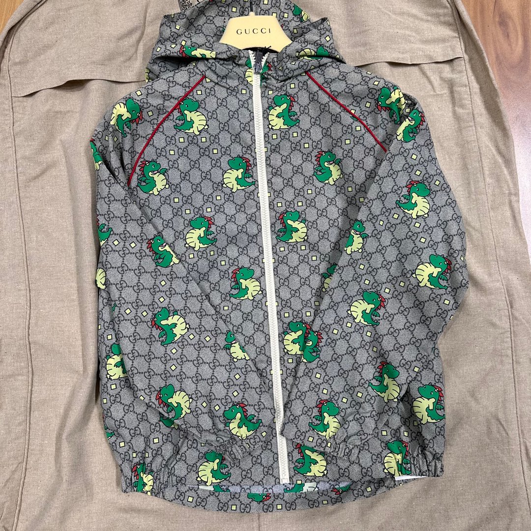 NIGO Gucci Kid's Spring And Autumn New Year Collection Letter Pattern Printed Hooded Long Sleeve Zipper Jacket #nigo31263
