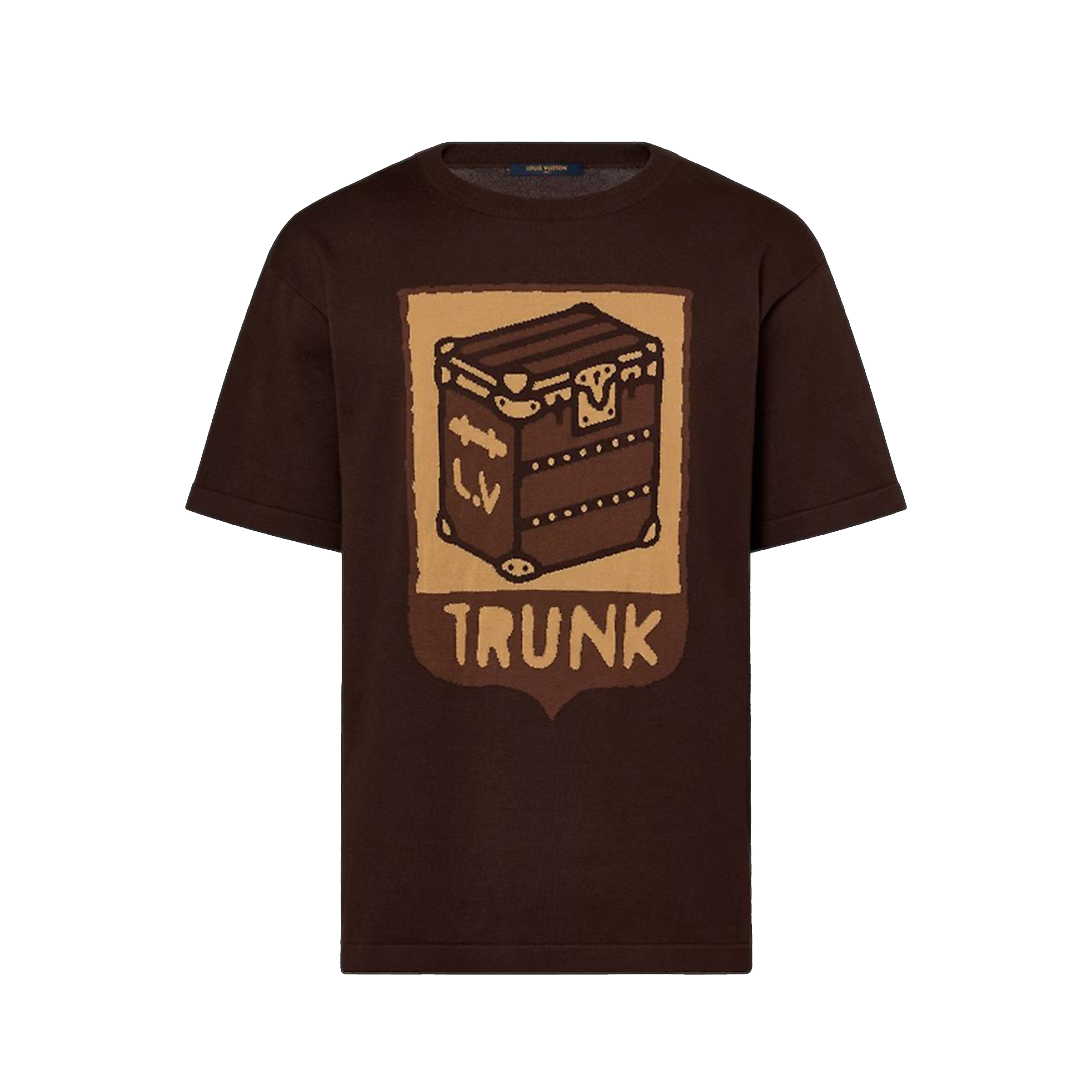 NIGO Louis Vuitton Men's Summer Brown Casual Short Sleeve Cotton Loose Intarsia Crewneck T-shirt #nigo98224