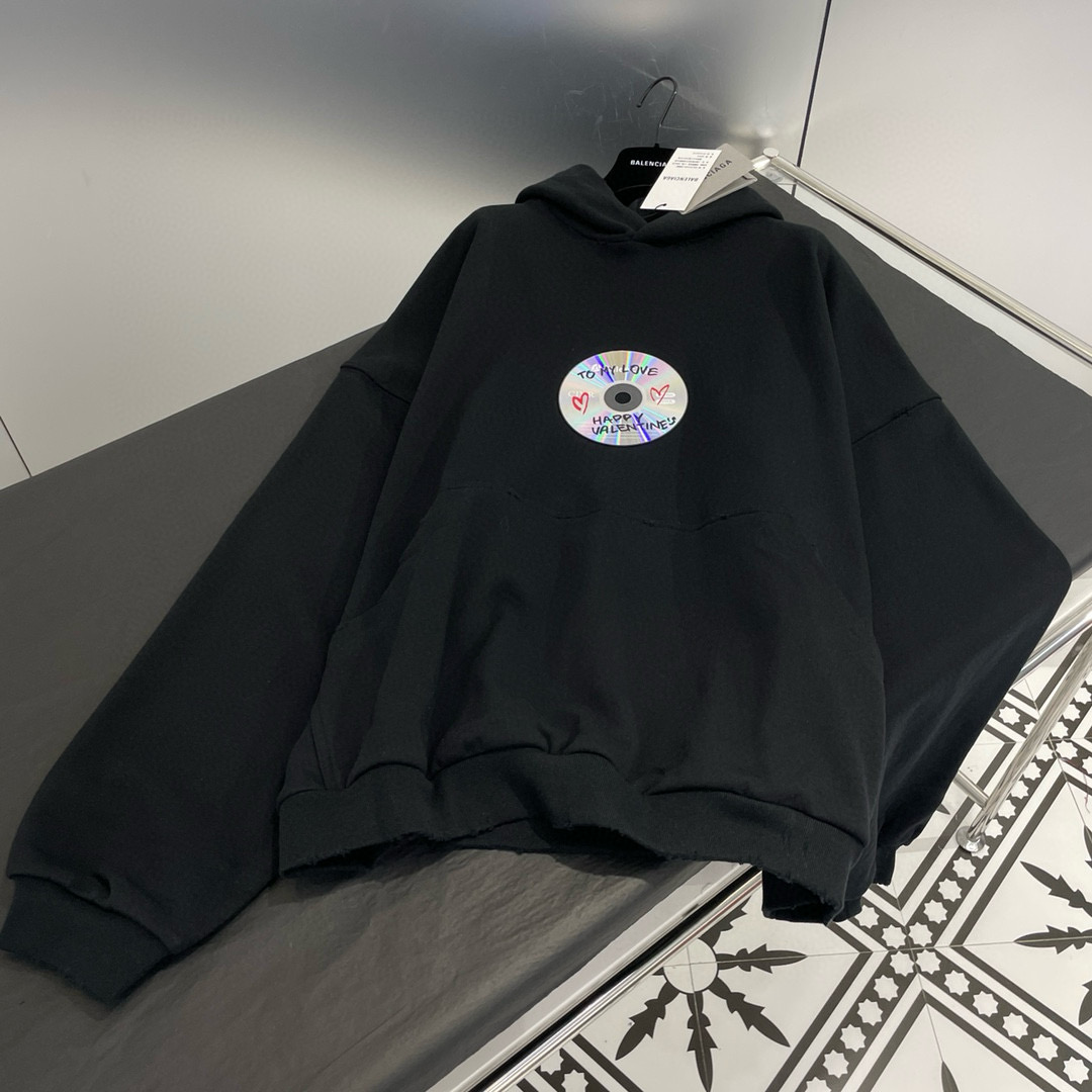 NIGO Balenciaga Men's Spring And Autumn Vintage TO MY LOVE Graffiti CD-ROM Large Silhouette Washed Solid Color Hooded Sweatshirt Ngvp #nigo7754