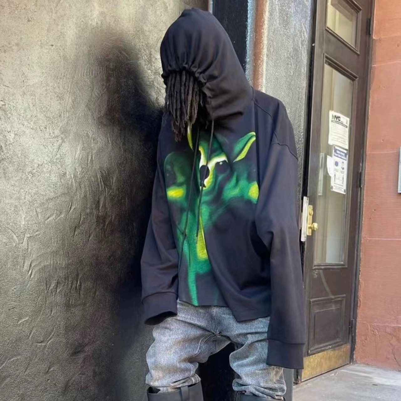 NIGO Anonymous Club Men's Women's Spring And Autumn Fashion High Street Printed Sweatshirt Hooded Trend Casual Black Hoodie Ngvp #nigo7765