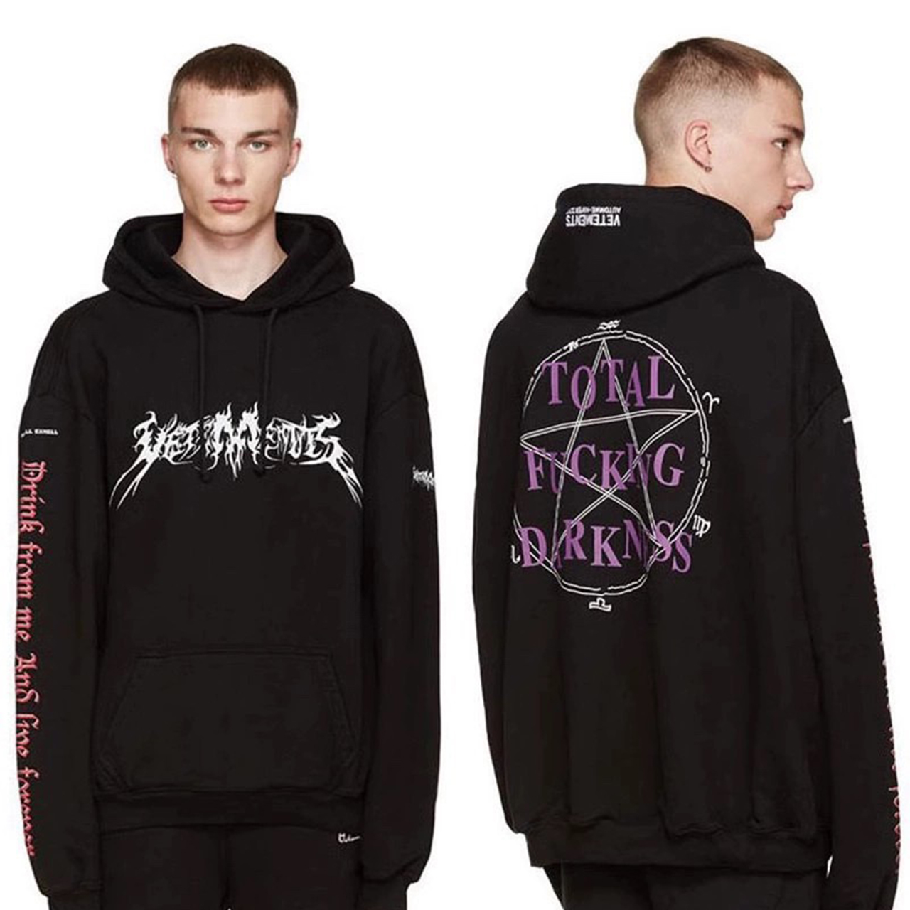 NIGO Vetements Men's Women's Spring And Autumn Fashion High Street Pentagram Color Blocking Letter Print Sweatshirt Hooded Trend Casual Black Hoodie #nigo98248