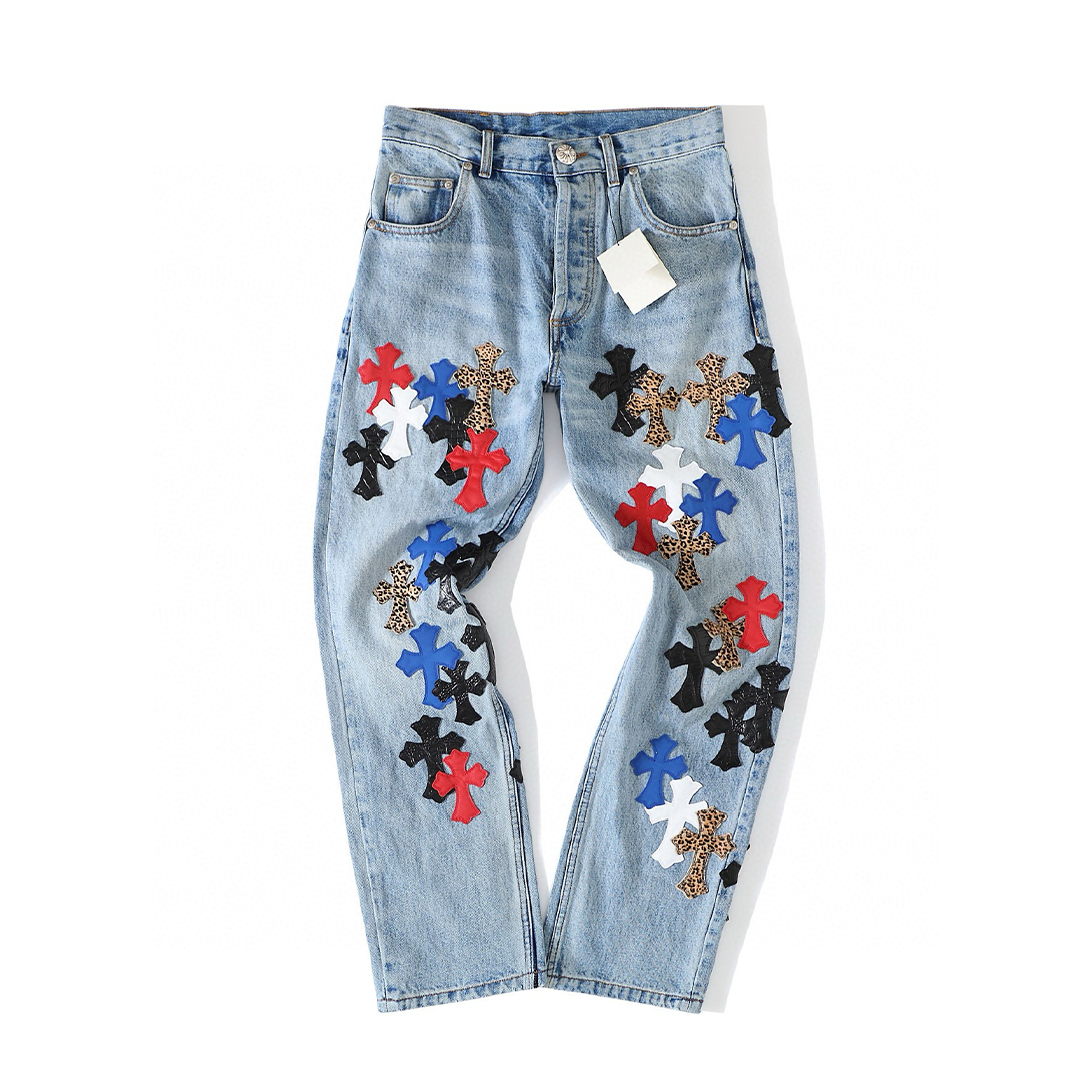 Chrome Hearts Graffiti Blue Denim Jeans Pants #nigo96791