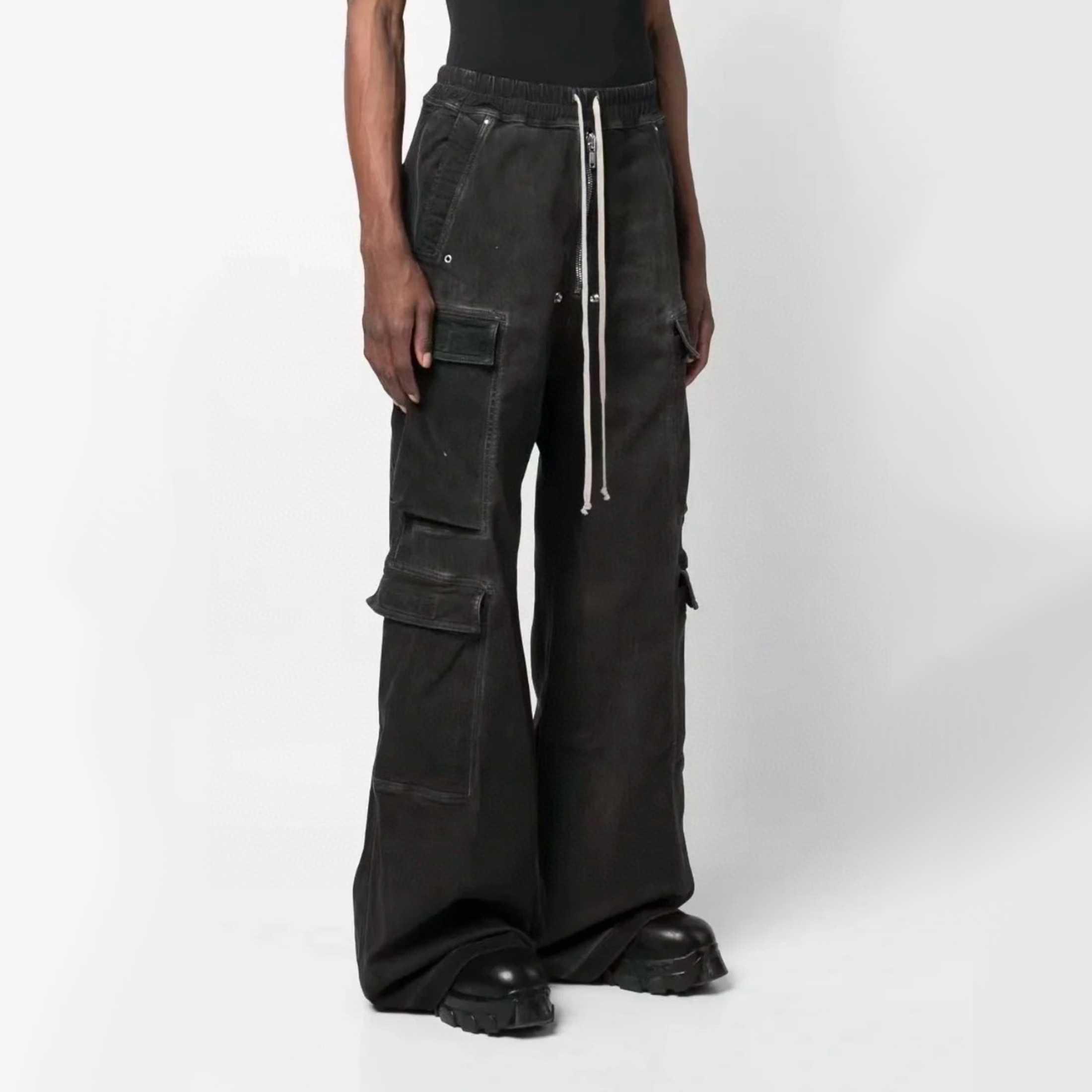 NIGO Rick Owens Men's Spring And Autumn Gradient Washed Jeans Casual High Street Zipper Multi-pocket Pants Ngvp #nigo7776