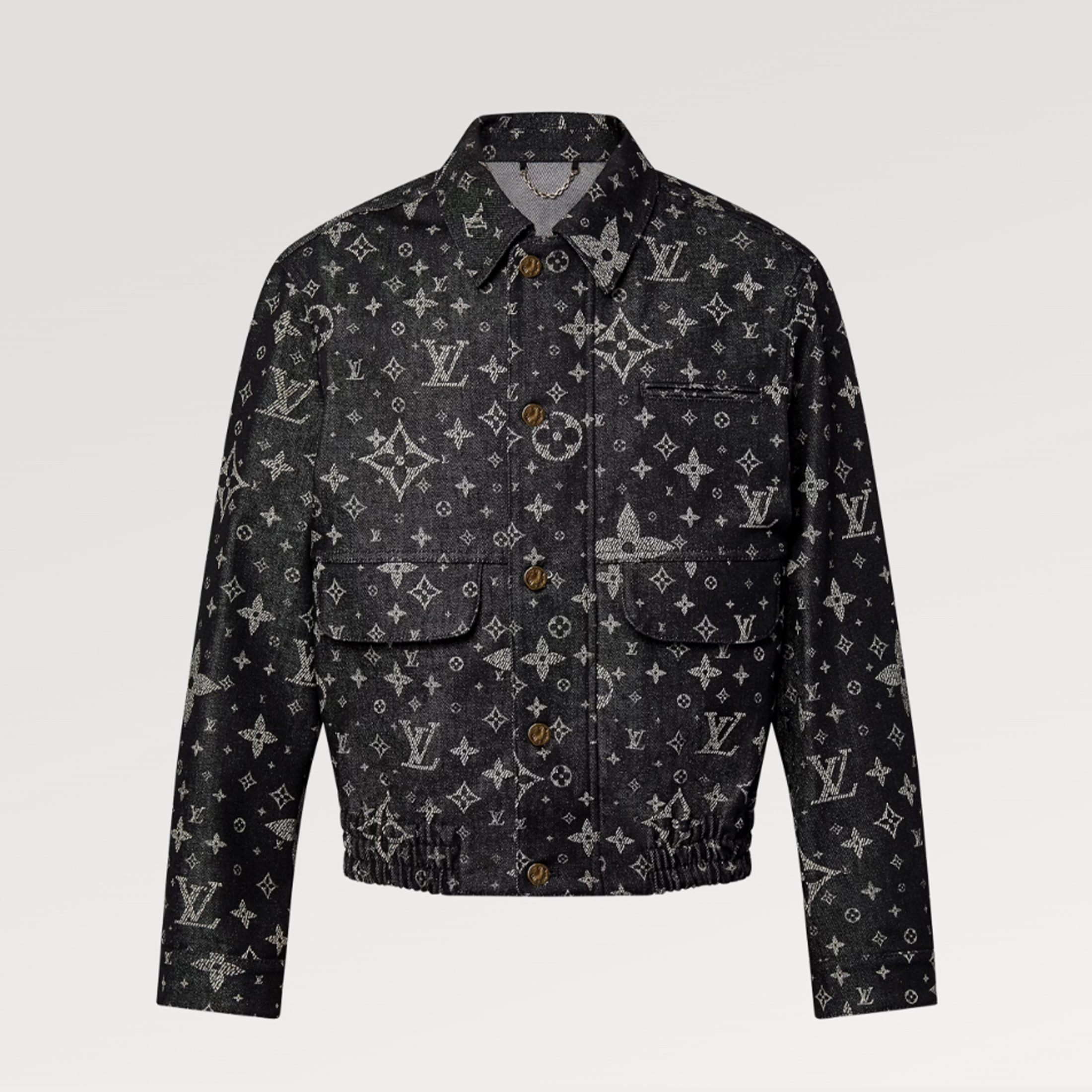 NIGO Louis Vuitton Men's Spring And Fall Logo Full Print Single-Breasted Lapel Long-Sleeved Black Denim Jacket Jacket #nigo98262