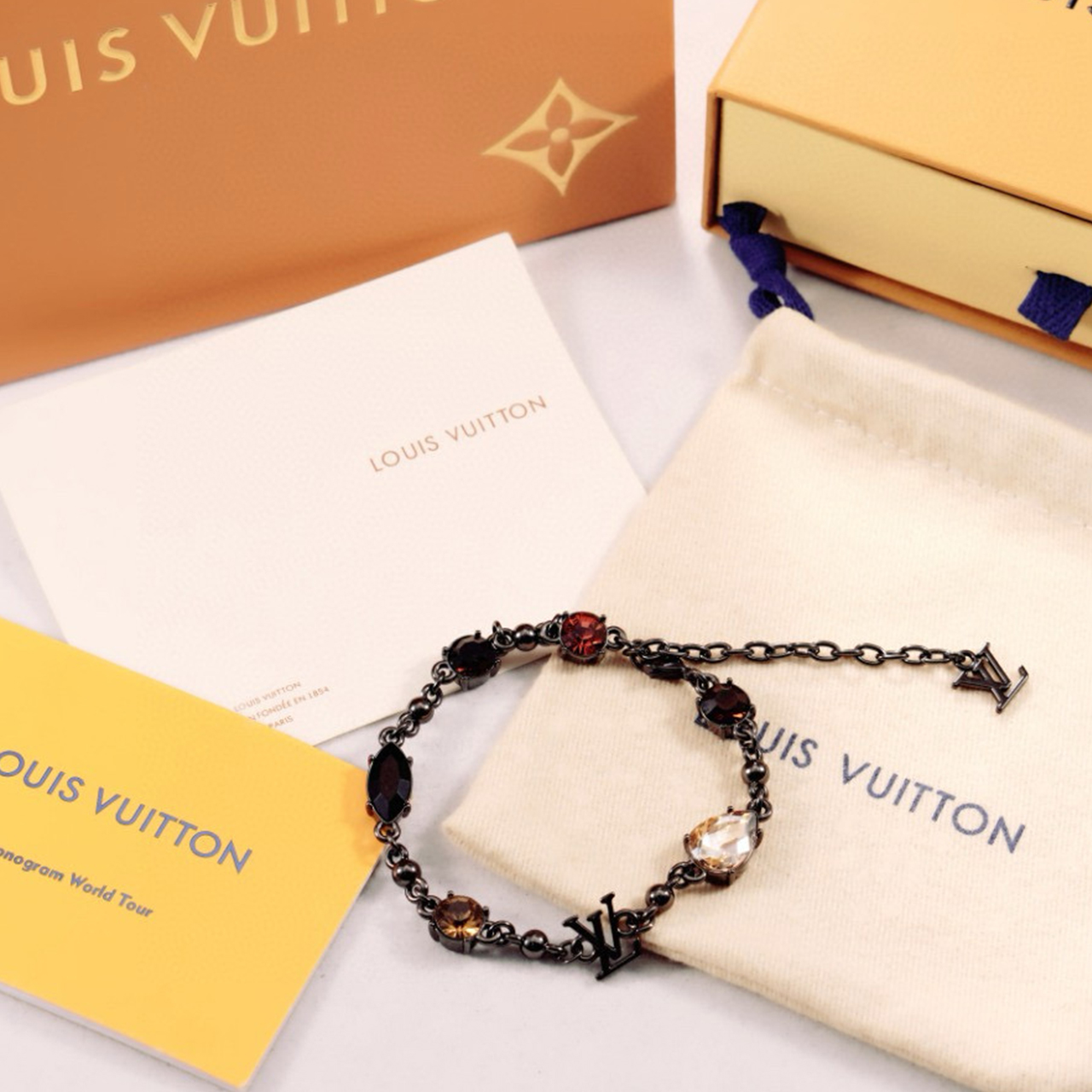 NIGO Louis Vuitton Men's Women's Metal Diamond Patchwork Bracelet Logo Chain Vintage Necklace Accessories #nigo98269