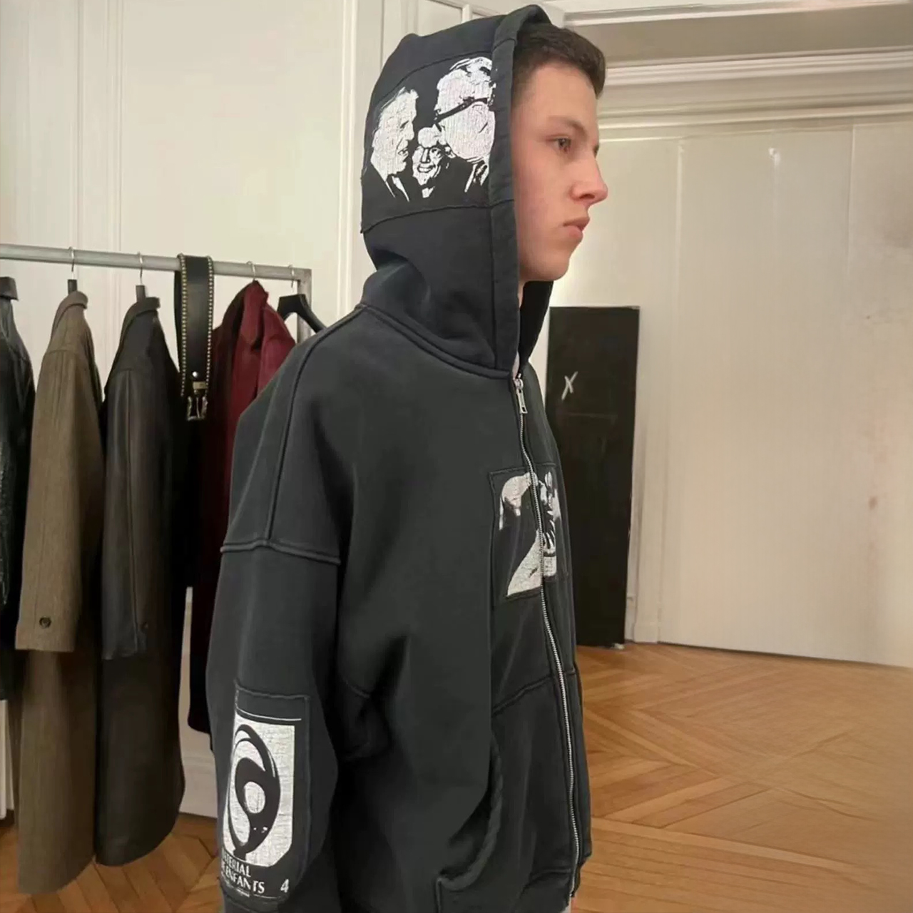 NIGO Enfants Riches Deprimes Men's Spring And Autumn Hooded Pattern Letter Casual Fashion Trend Black Pullover SweatshirtNgvp #nigo7777