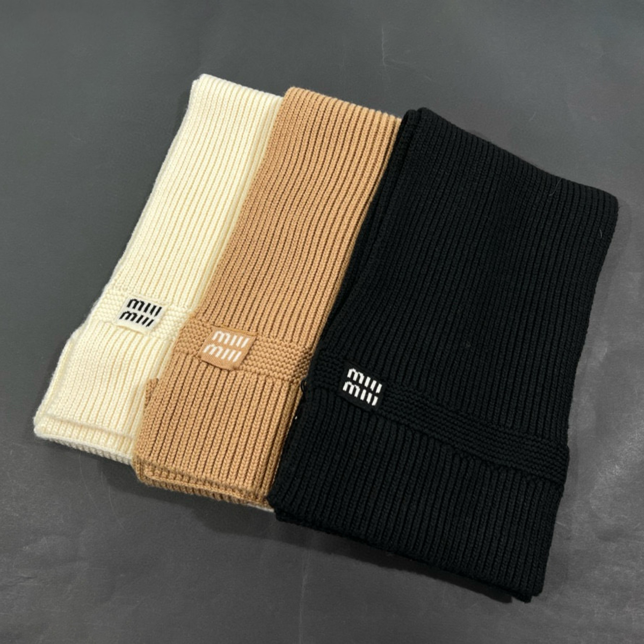 NIGO MiuMiu Men's Women's Autumn And Winter Solid Color Vintage Letter Embroidery Rough Woven Wool Blend Scarf #nigo98274