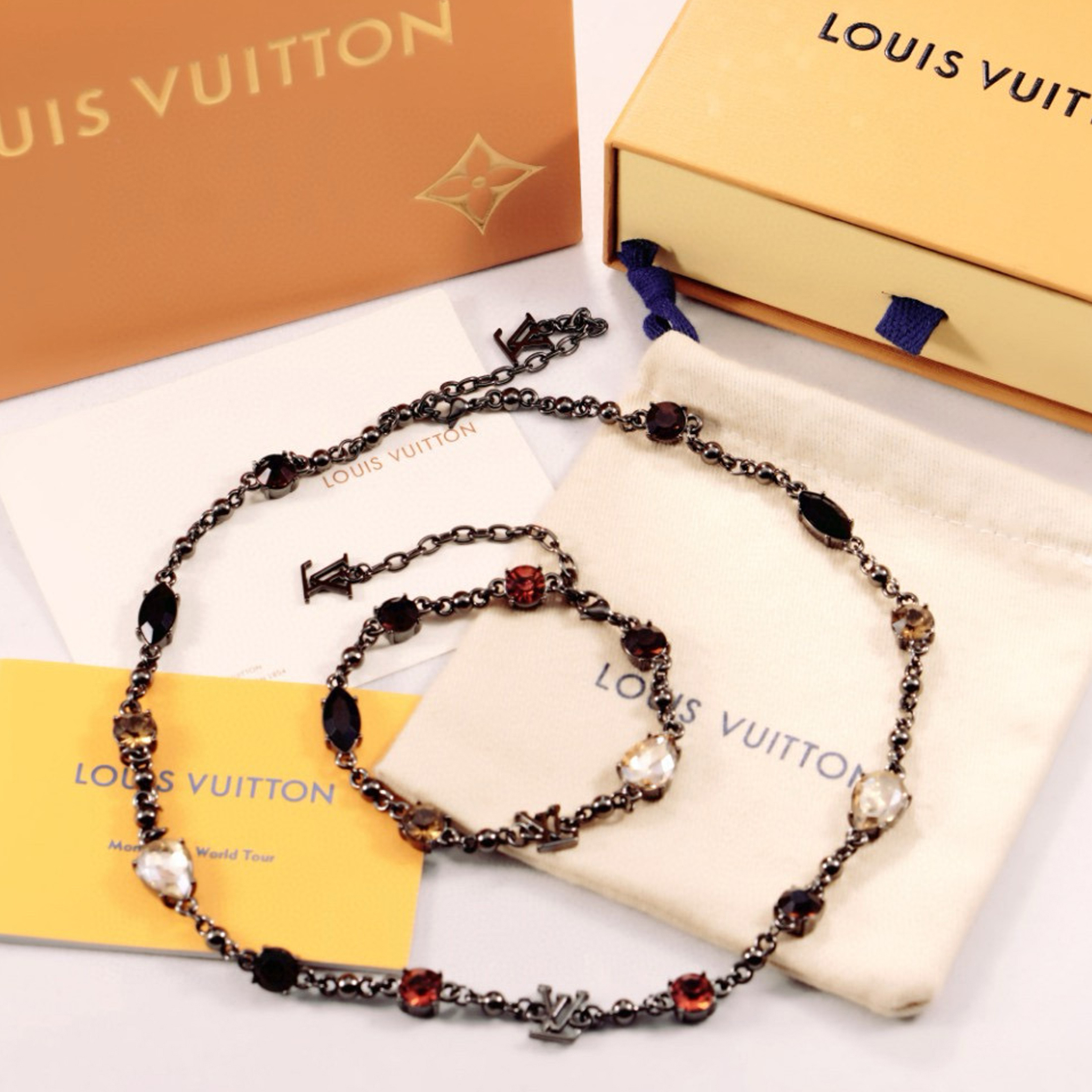NIGO Louis Vuitton Men's Women's Metal Diamond Patchwork Bracelet Logo Chain Vintage Necklace Accessories #nigo98269