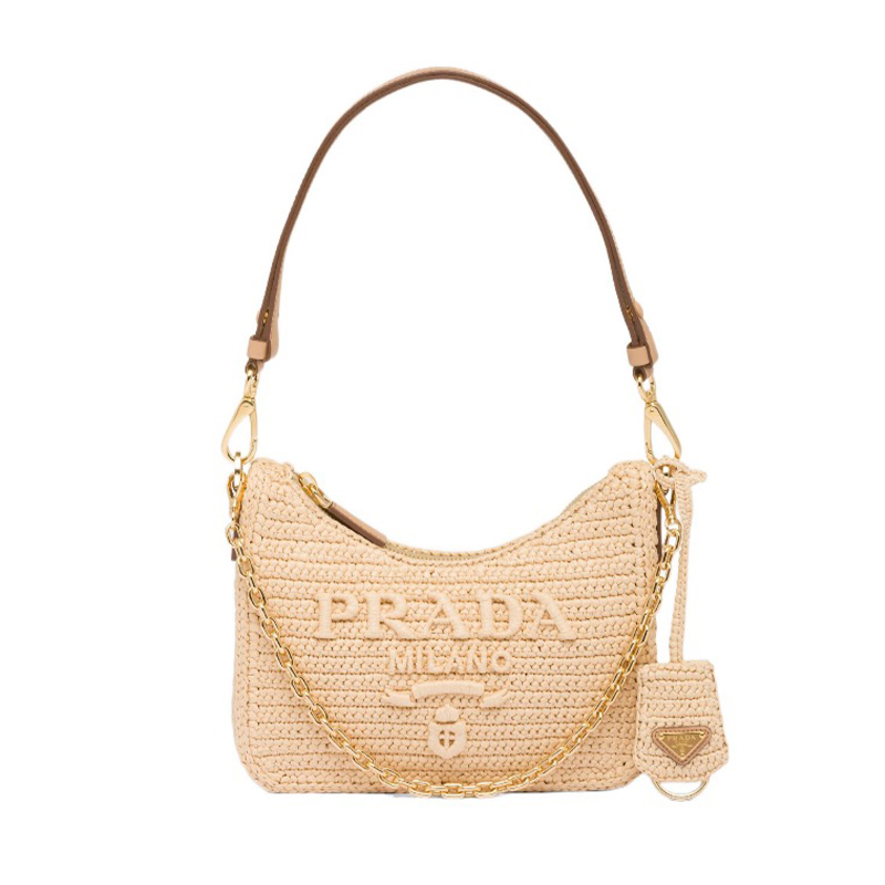 NIGO Prada Women's Logo Embroidered Fashionable Straw And Willow Mini Shoulder Bag Casual Underarm Bag #nigo98285