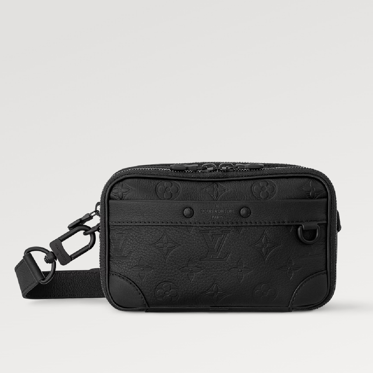 NIGO Louis Vuitton Men's Black Full Leather Embossed Mini Messenger Bag Camera Box Bag Crossbody Bag #nigo98288