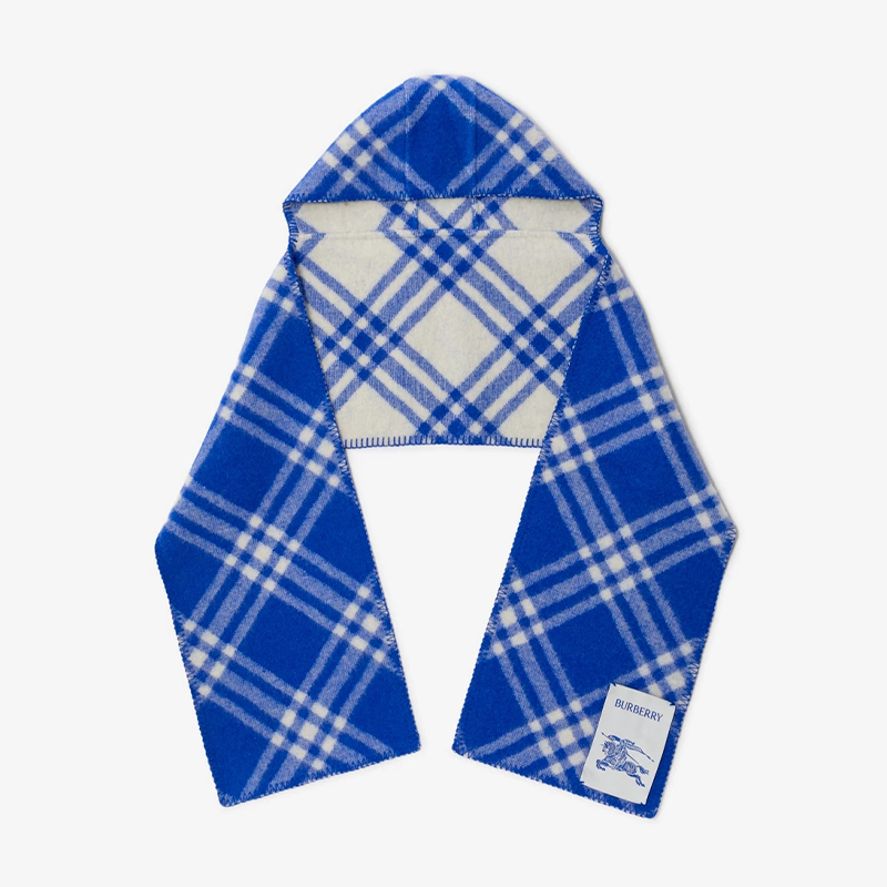 NIGO Burberry Men Women Fashion Warm Solid Color Check Wool Hooded Scarf #nigo98275