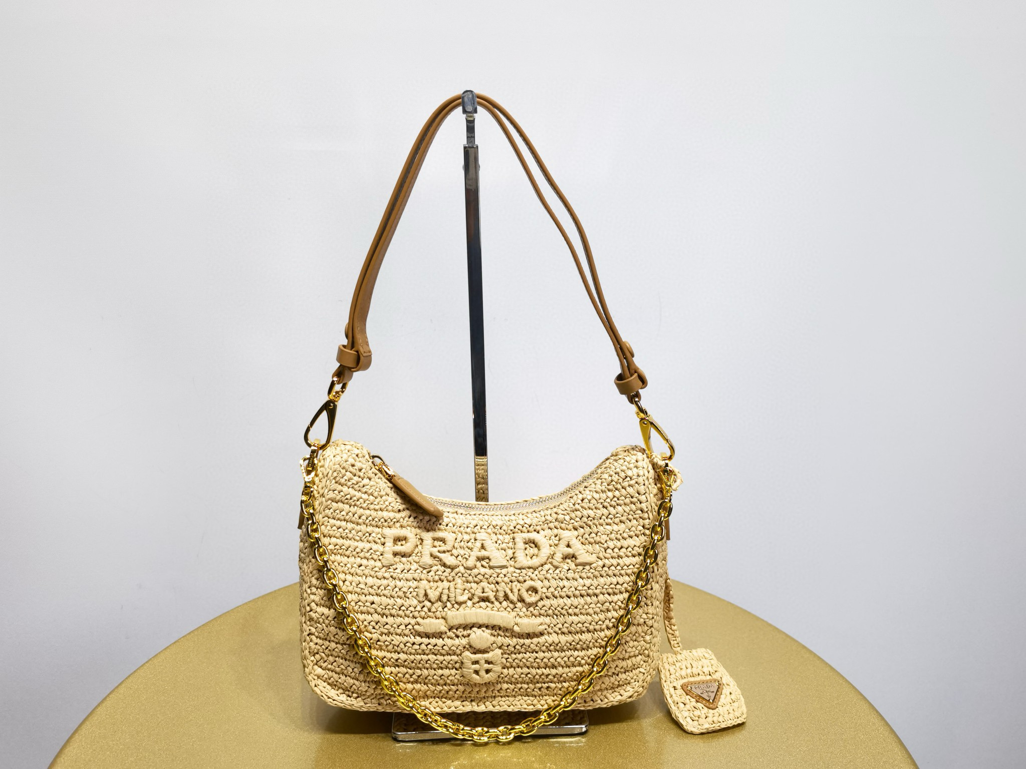 NIGO Prada Women's Logo Embroidered Fashionable Straw And Willow Mini Shoulder Bag Casual Underarm Bag #nigo98285