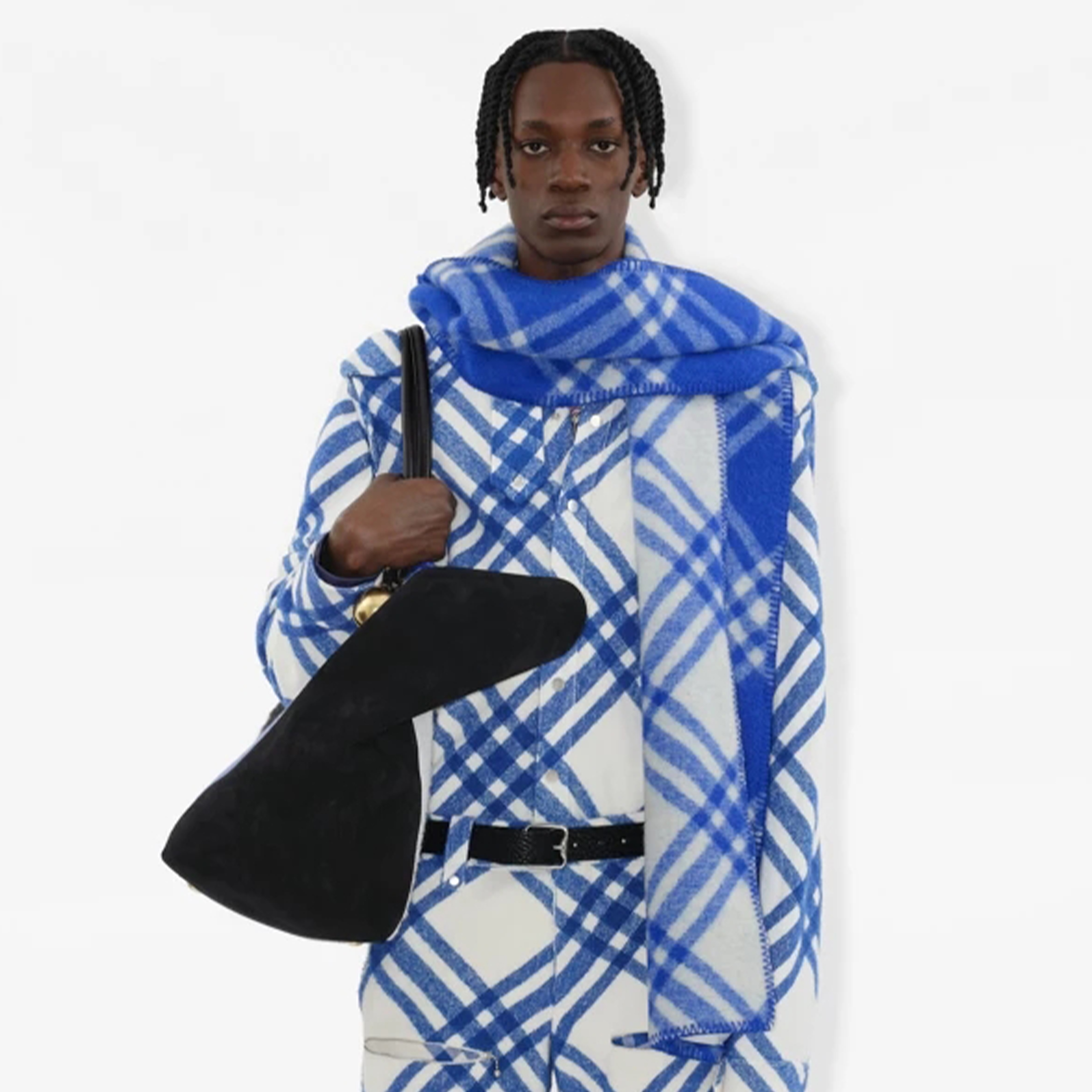 NIGO Burberry Men Women Fashion Warm Solid Color Check Wool Hooded Scarf #nigo98275