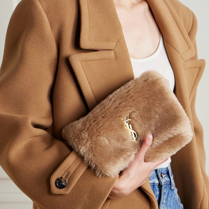 NIGO SAINT LAURENT Women's Fall And Winter Suede Rabbit Fur Patchwork Bag Funky Chain Bag #nigo998313