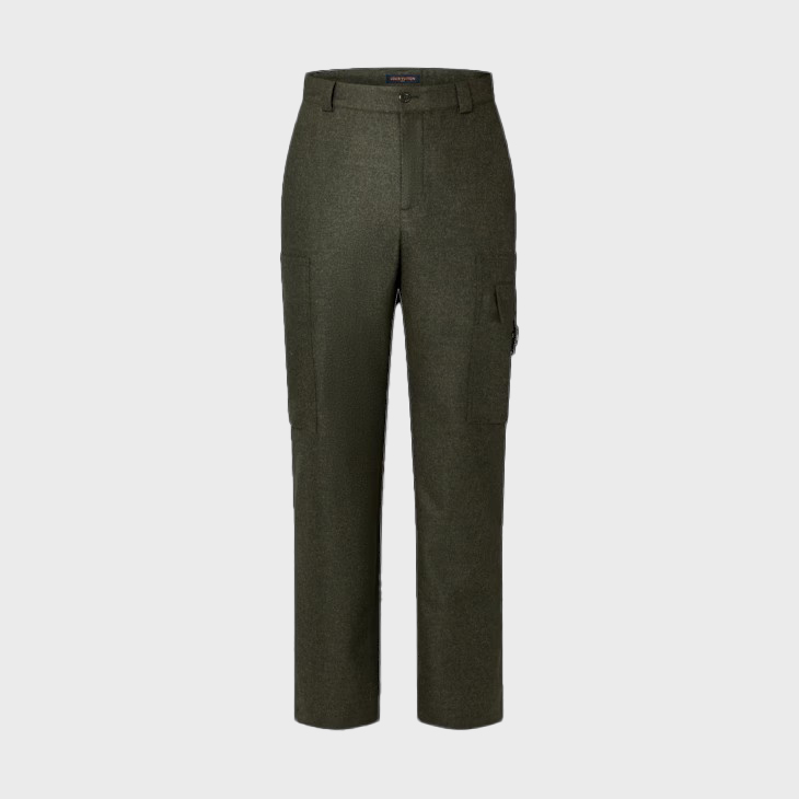 NIGO Louis Vuitton Men's Solid Color Mid Waist Side Pocket Straight Fitting Wool Workwear Pants #nigo98294
