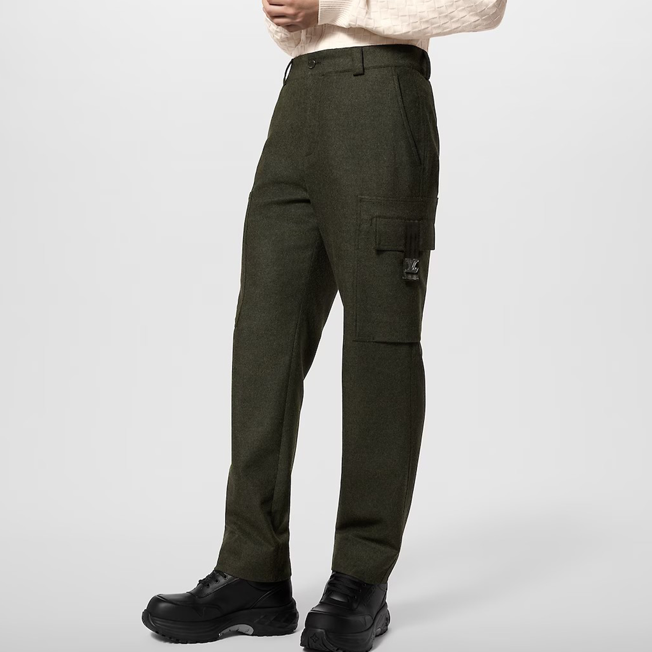 NIGO Louis Vuitton Men's Solid Color Mid Waist Side Pocket Straight Fitting Wool Workwear Pants #nigo98294